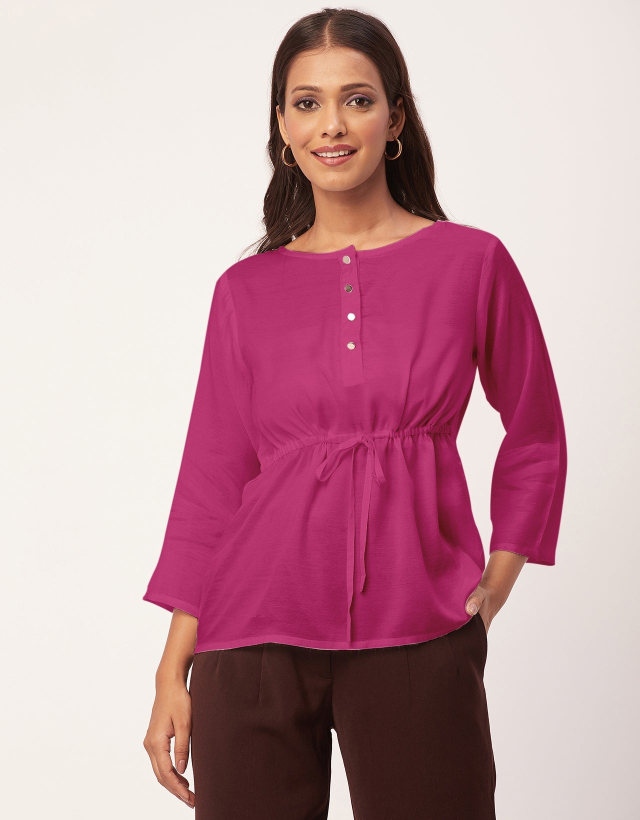 Tie-Up Quarter Sleeves Top