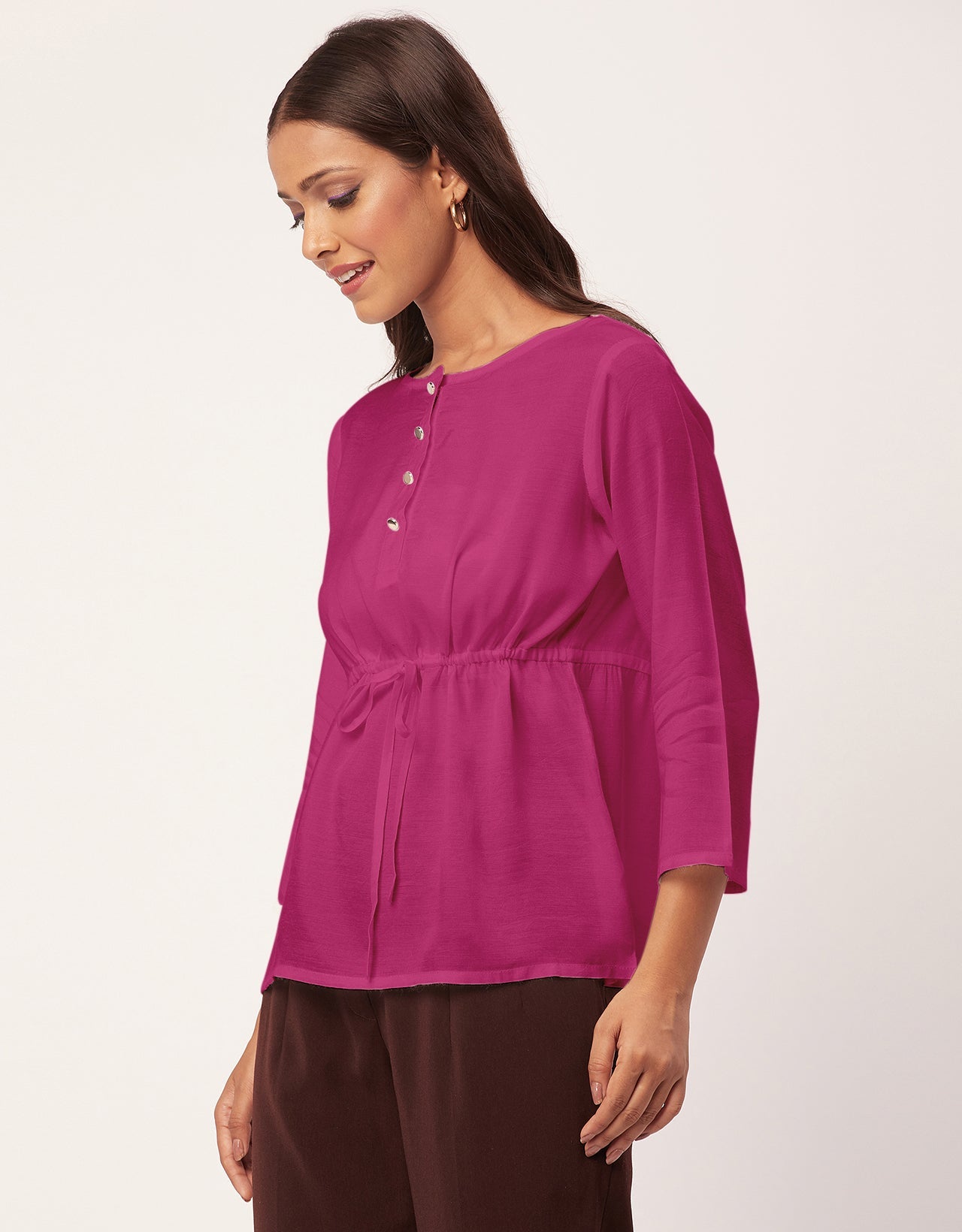 Tie-Up Quarter Sleeves Top