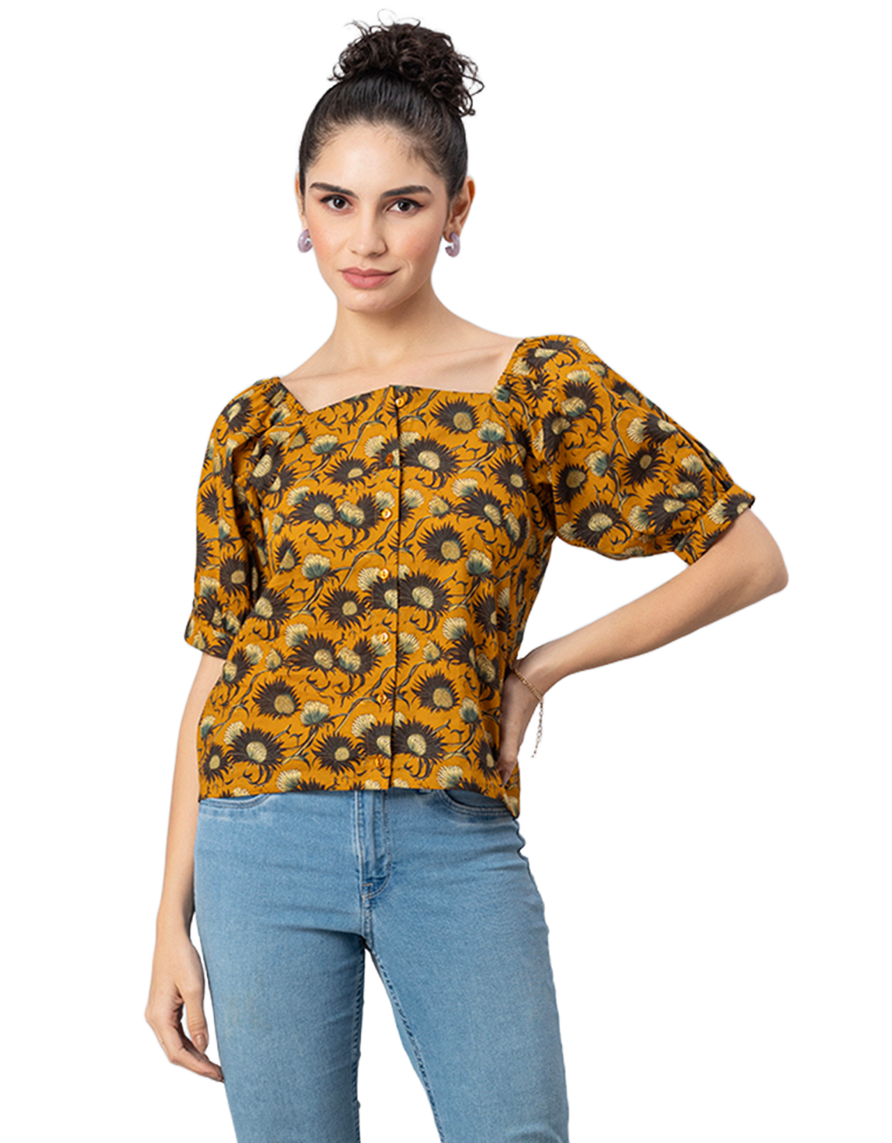 Square Neck Puffed Sleeves