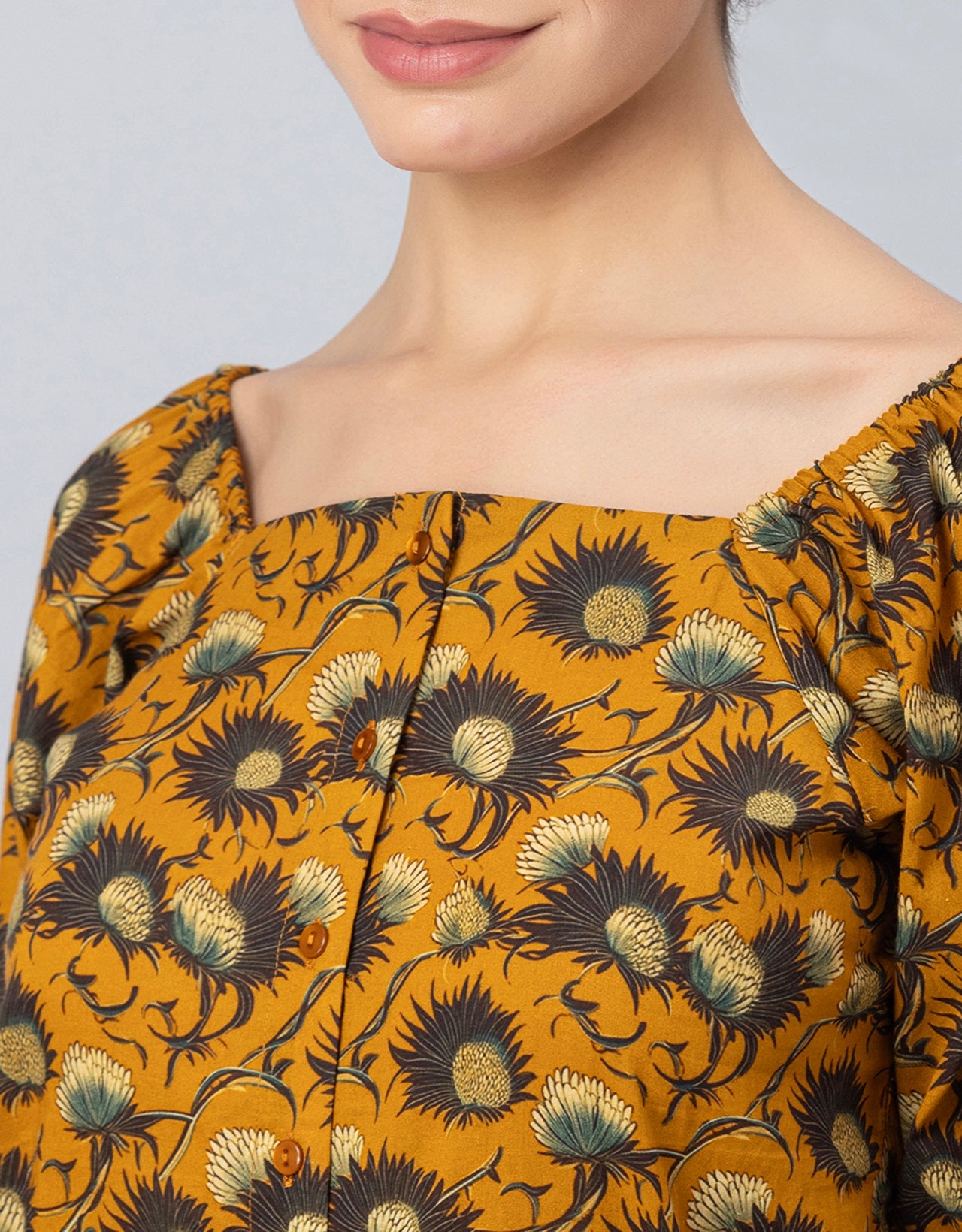 Square Neck Puffed Sleeves