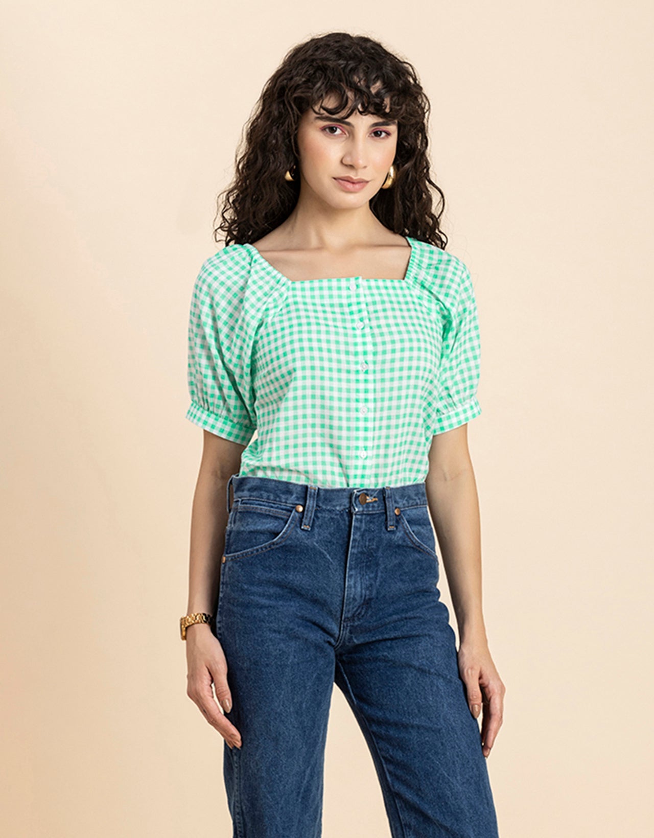 Square Neck Puffed Sleeves
