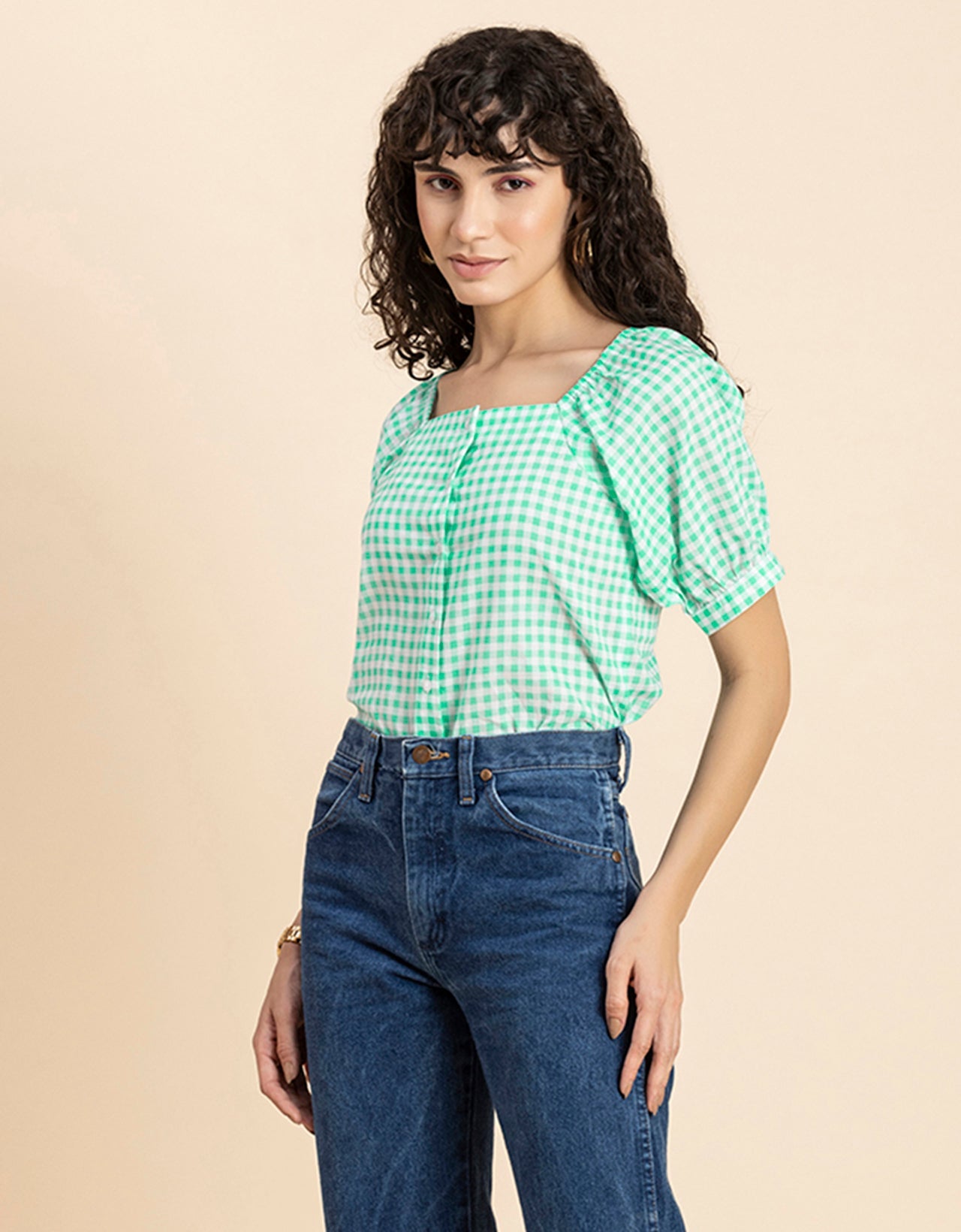 Square Neck Puffed Sleeves