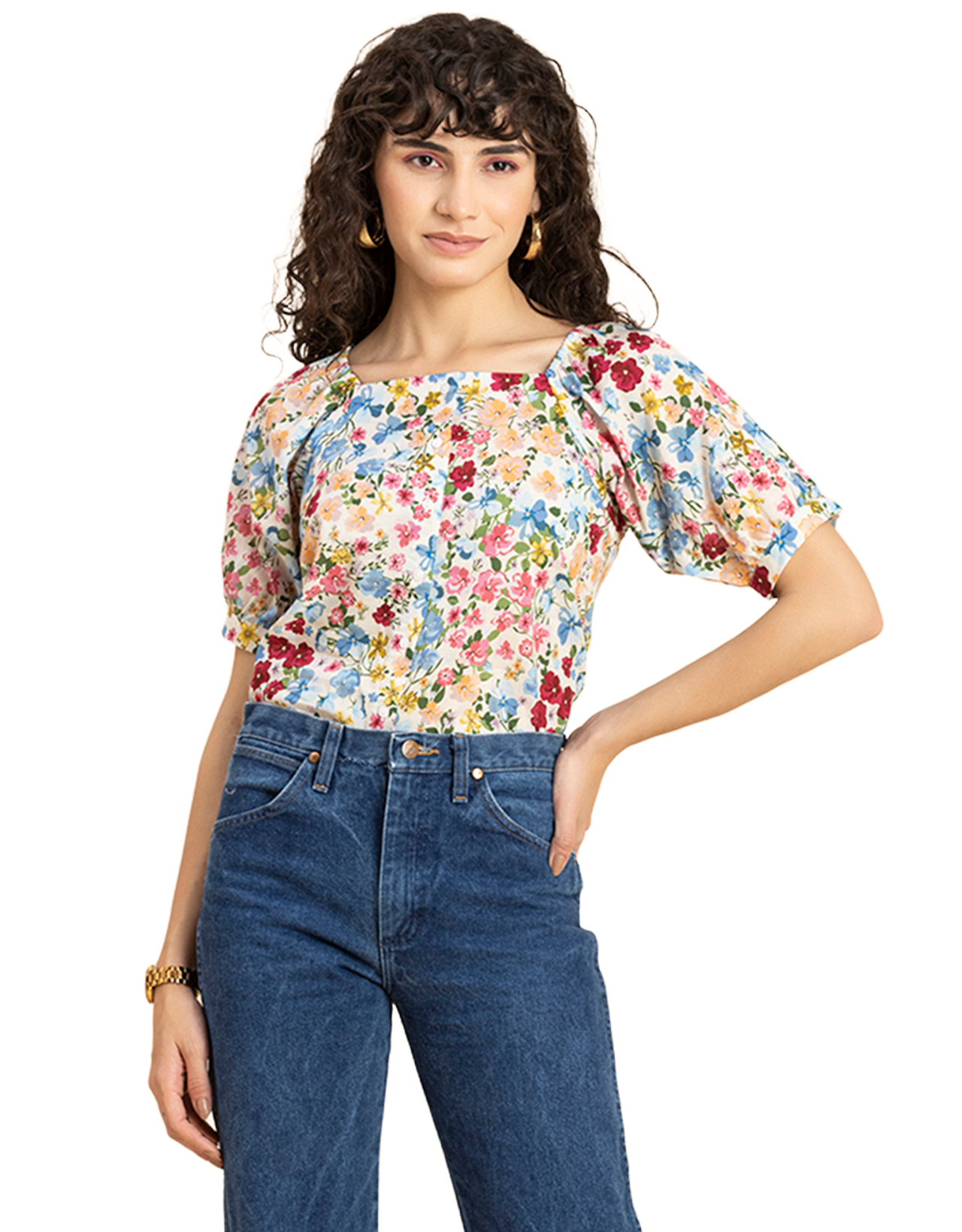 Square Neck Puffed Sleeves