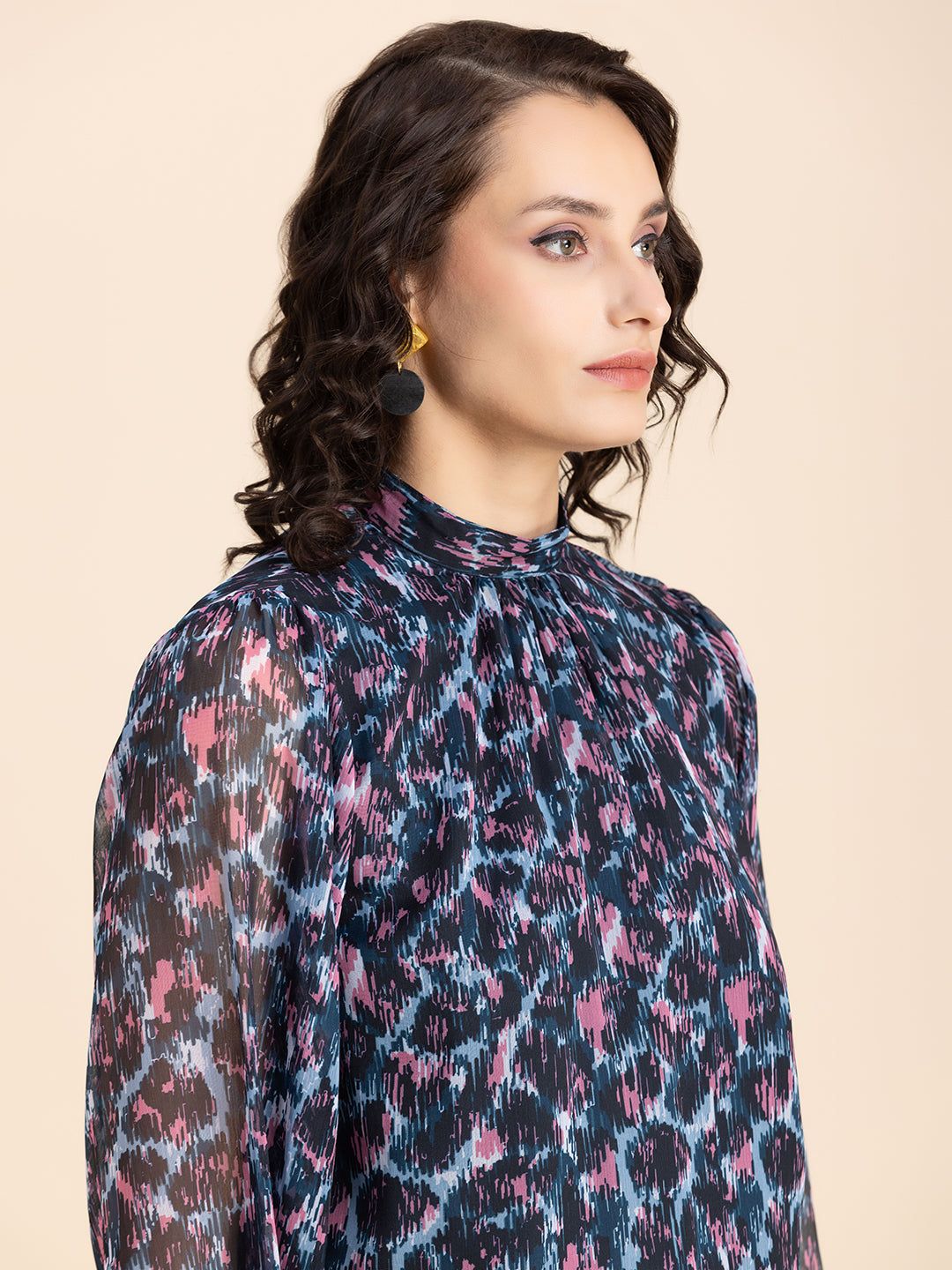 Turtle Neck Formal Chiffon