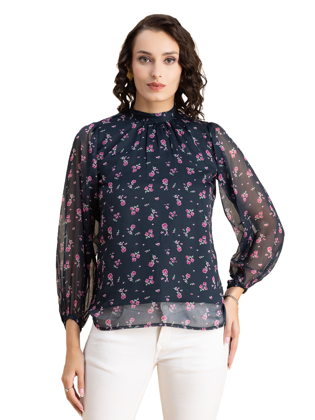 Turtle Neck Formal Chiffon