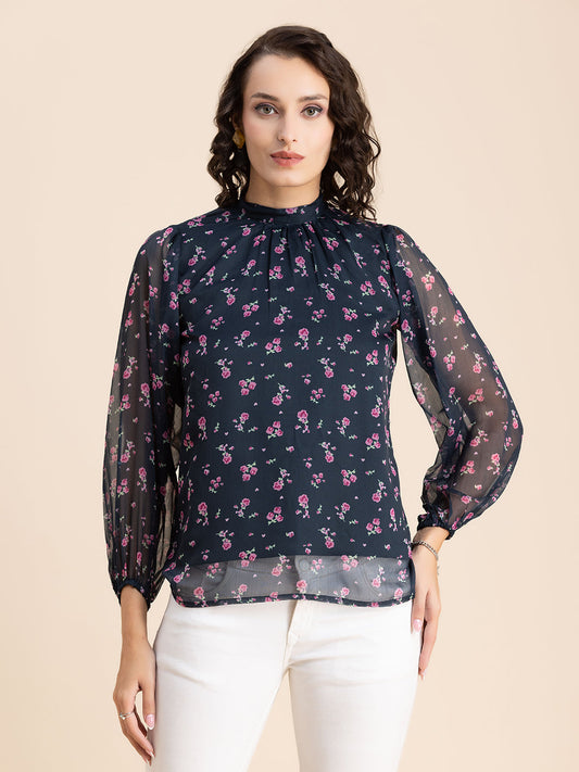 Turtle Neck Formal Chiffon