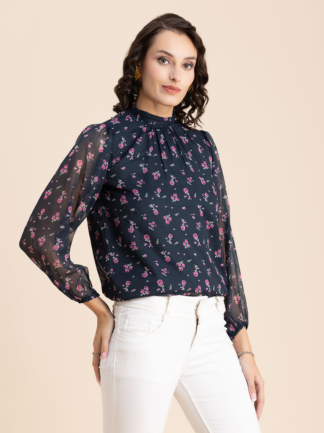Turtle Neck Formal Chiffon
