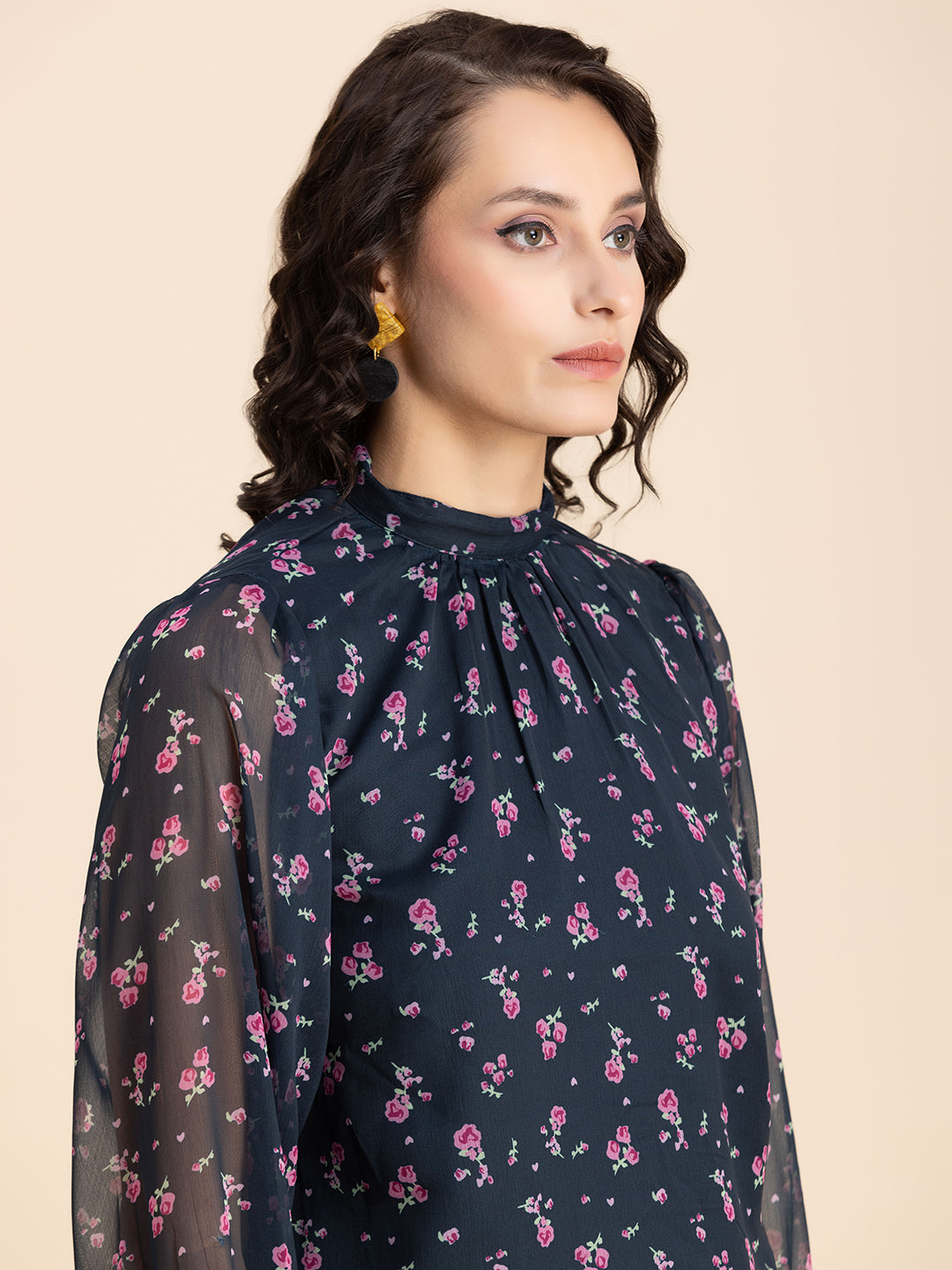 Turtle Neck Formal Chiffon