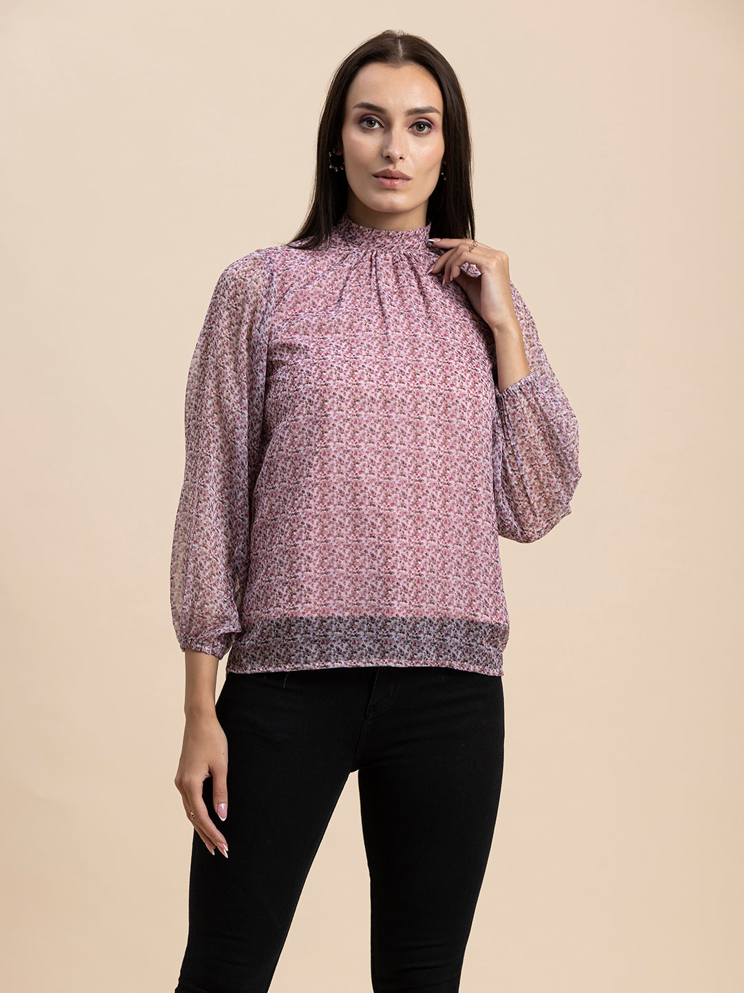 Turtle Neck Formal Chiffon