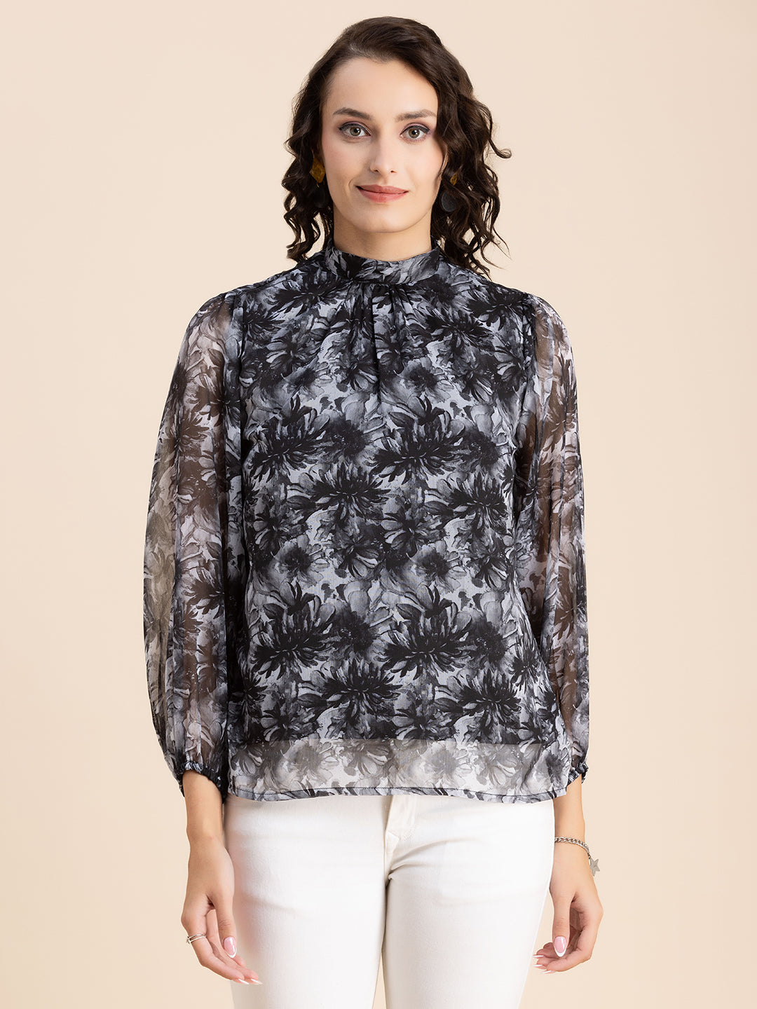 Turtle Neck Formal Chiffon