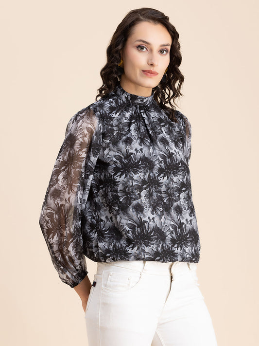Turtle Neck Formal Chiffon