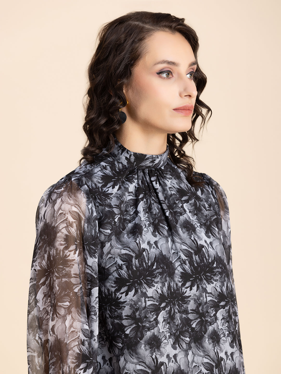 Turtle Neck Formal Chiffon