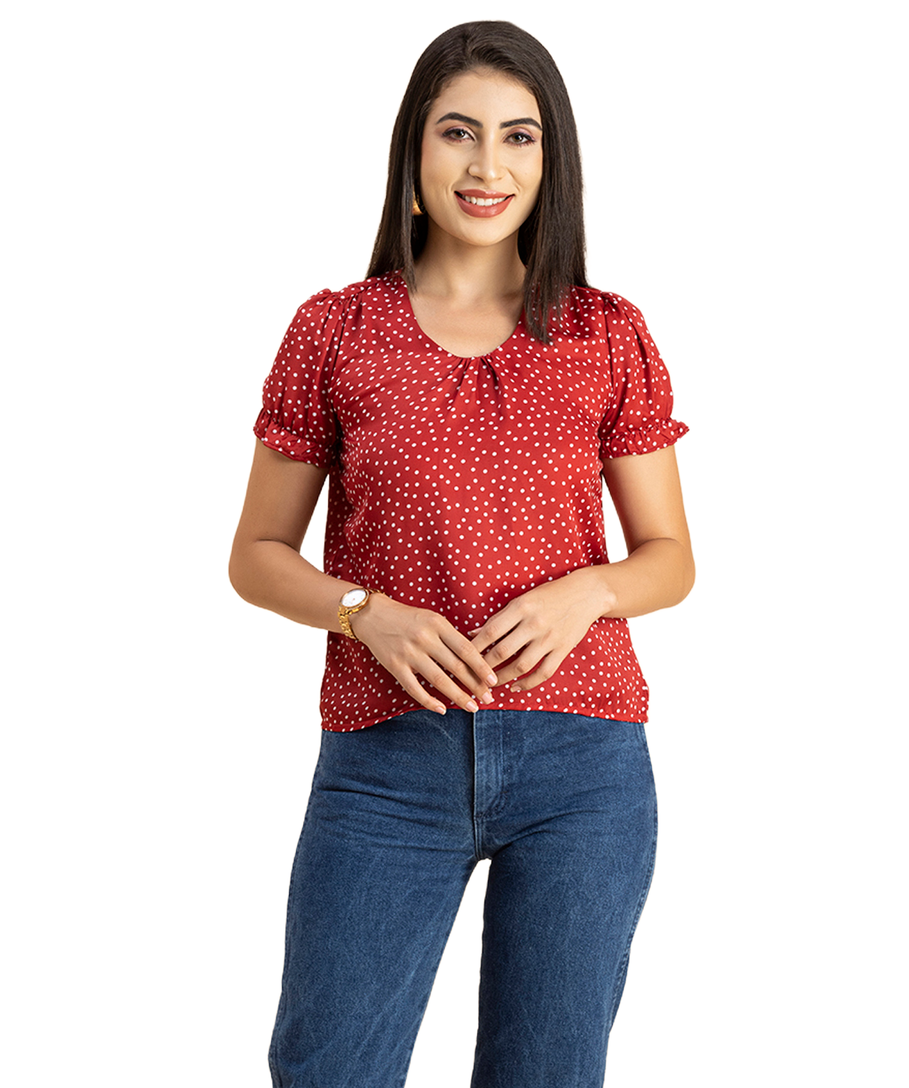 Round Neck Puffed Sleeves