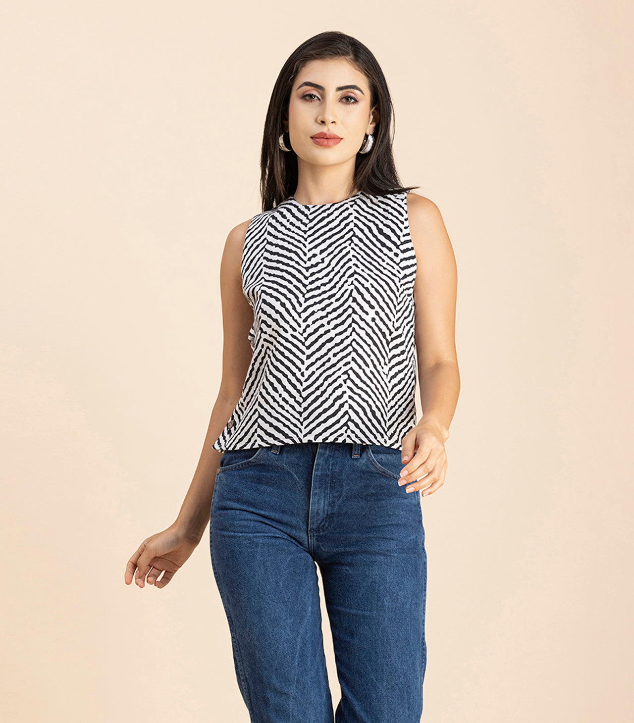 Side-Buttoned Sleeveless Top