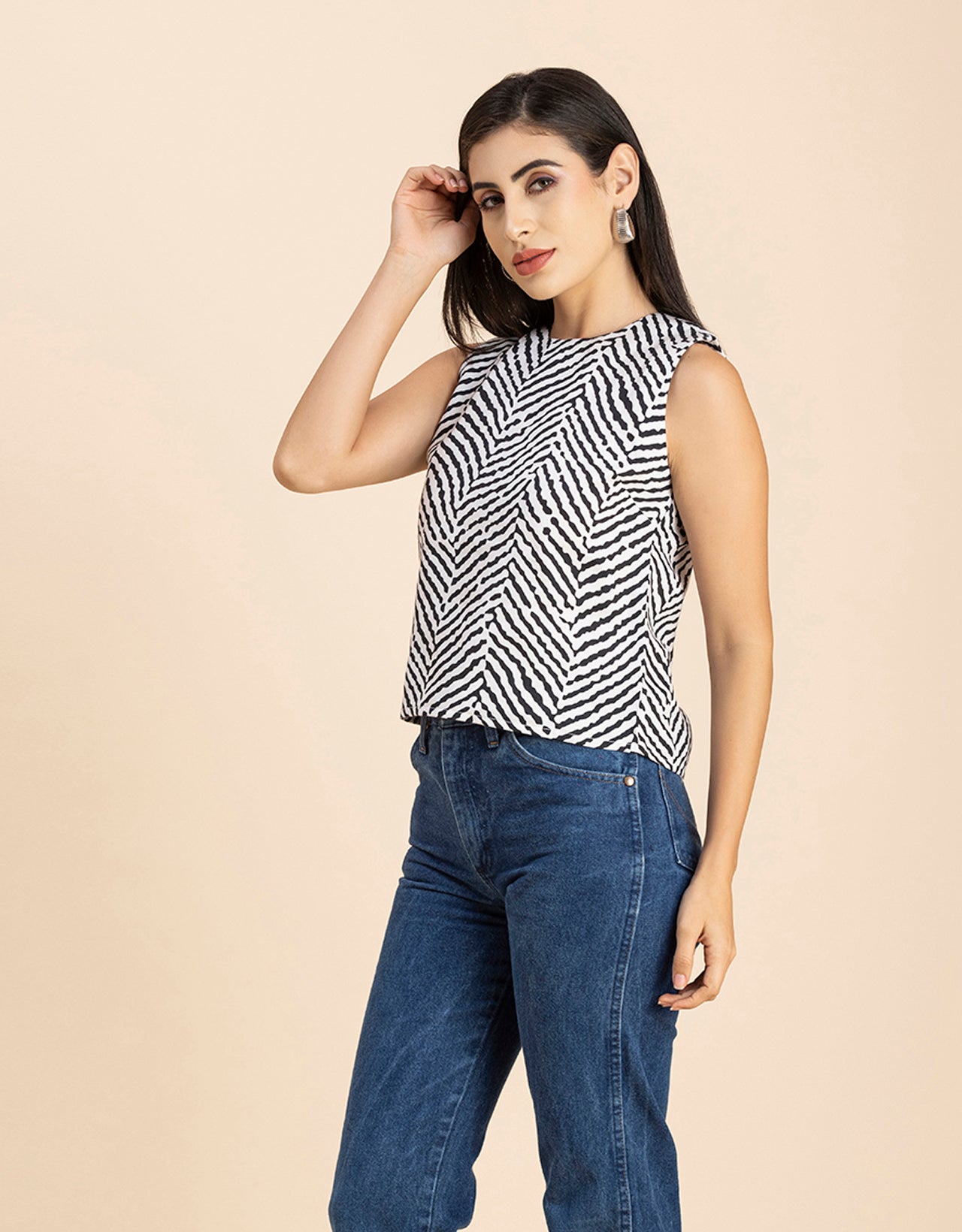 Side-Buttoned Sleeveless Top