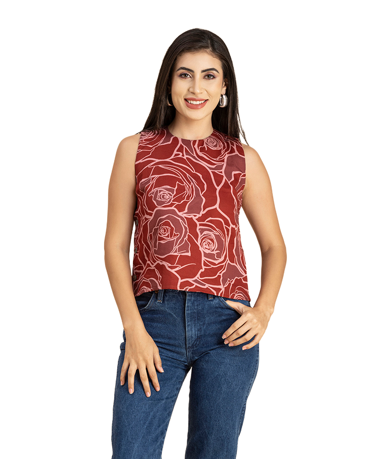 Side-Buttoned Sleeveless Top