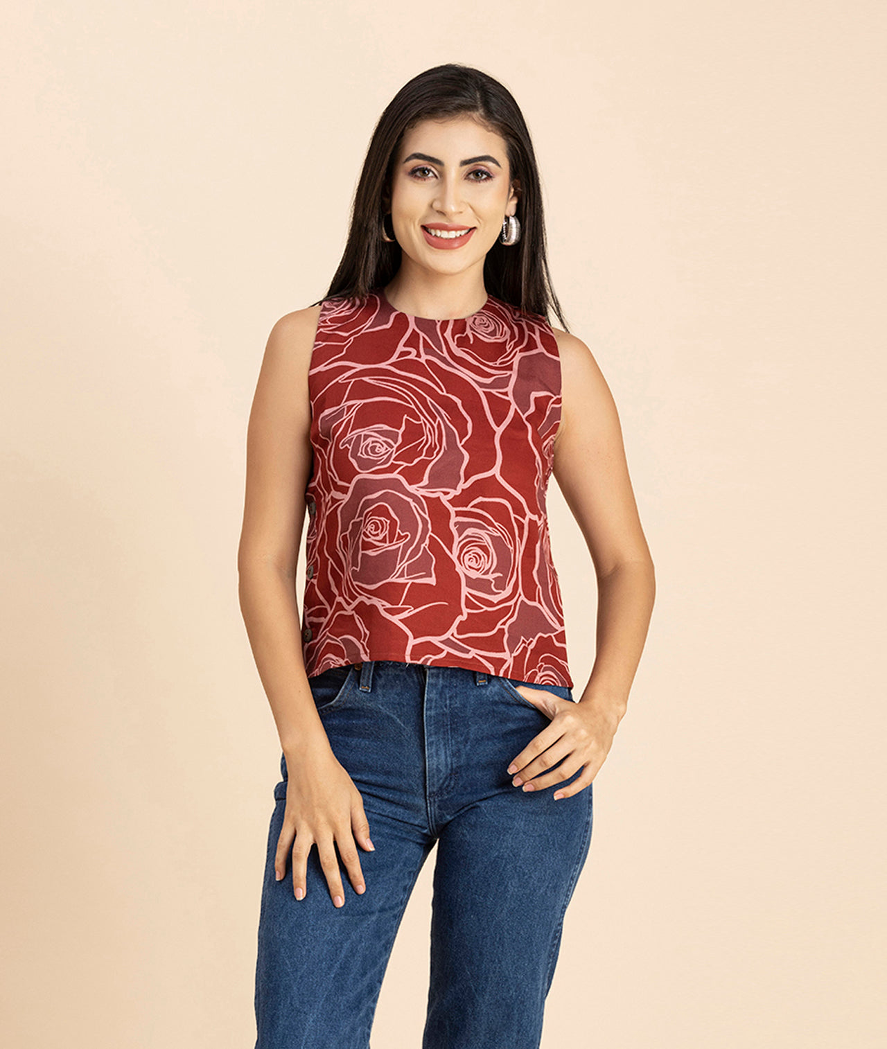Side-Buttoned Sleeveless Top