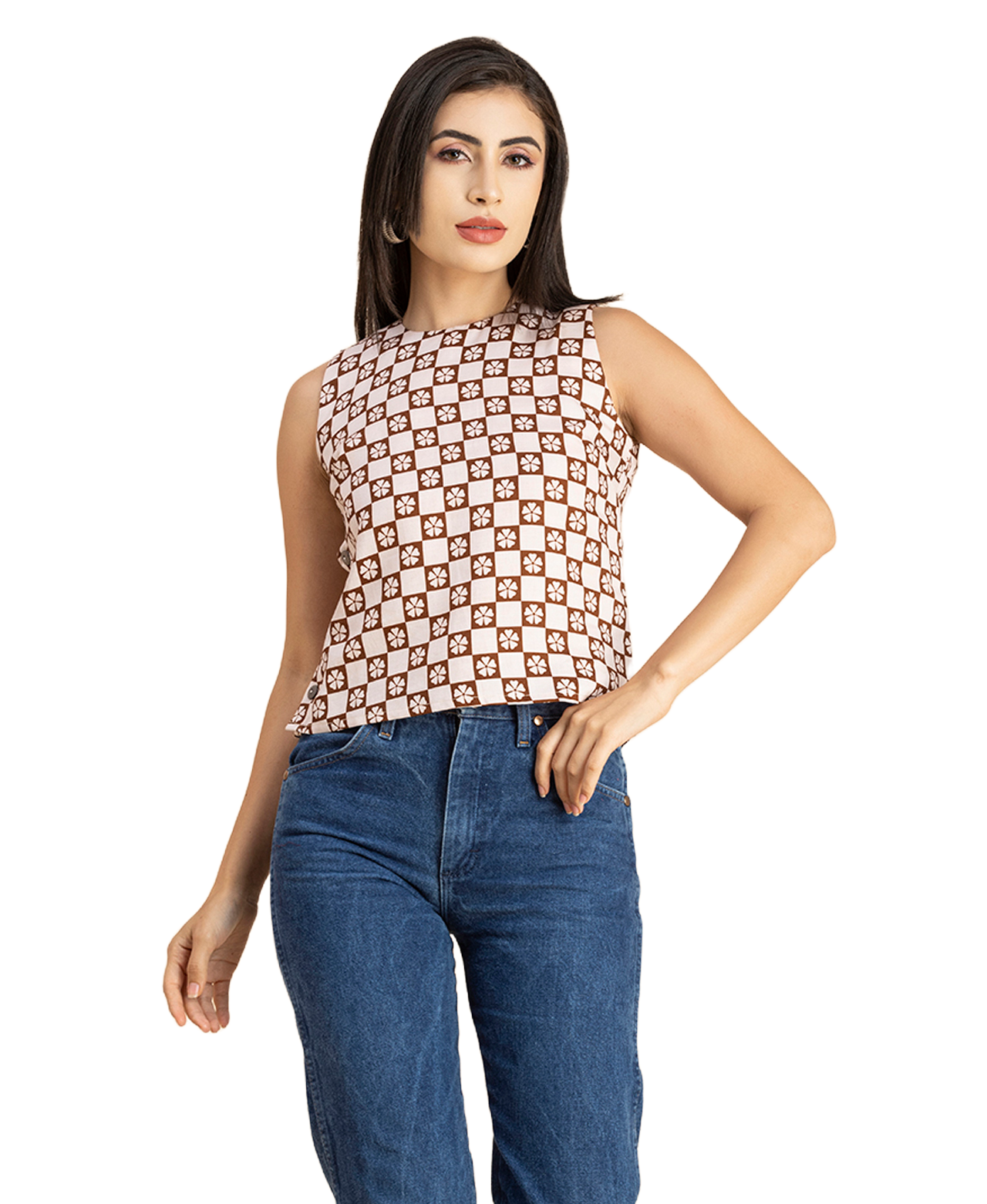 Side-Buttoned Sleeveless Top