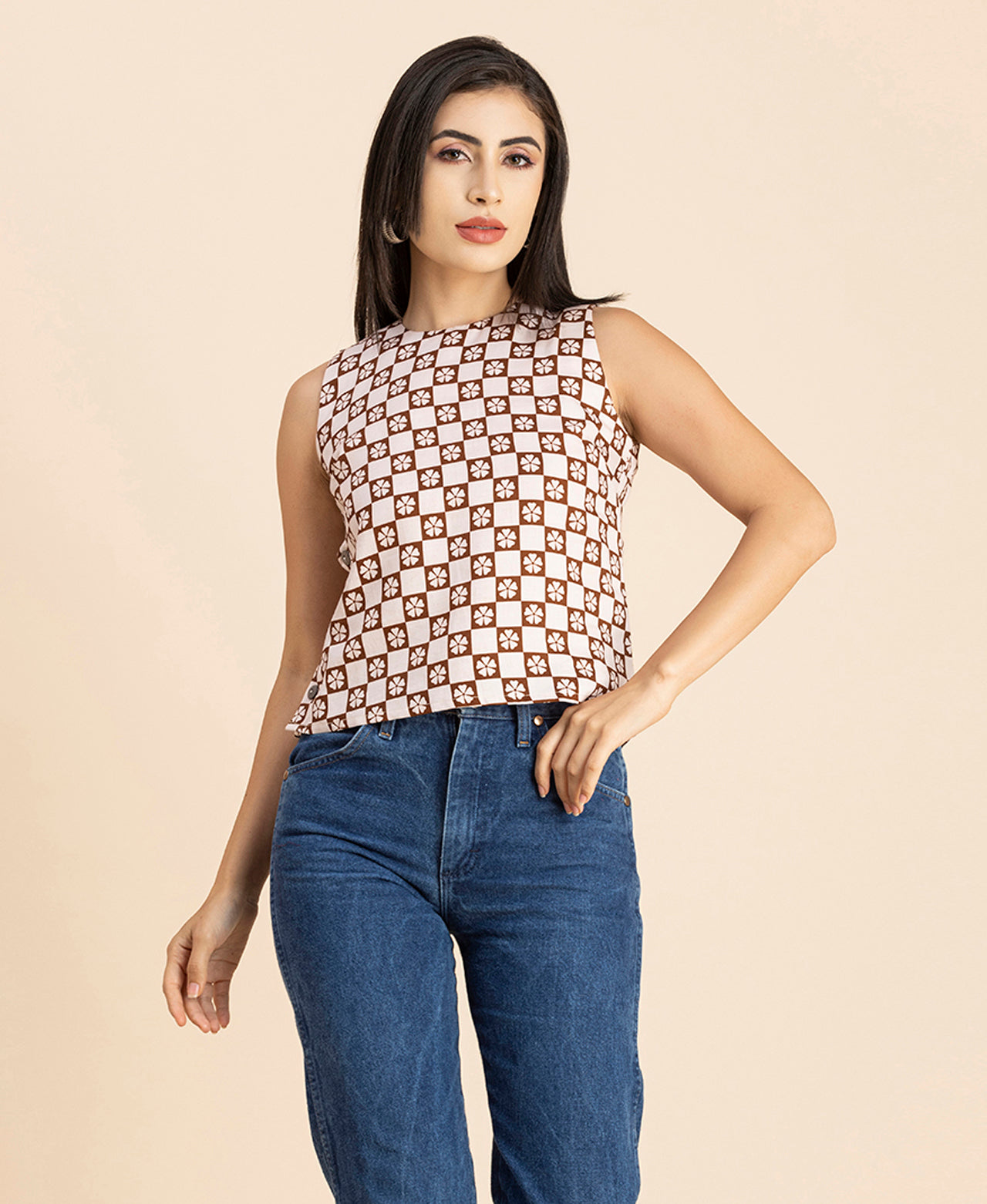 Side-Buttoned Sleeveless Top
