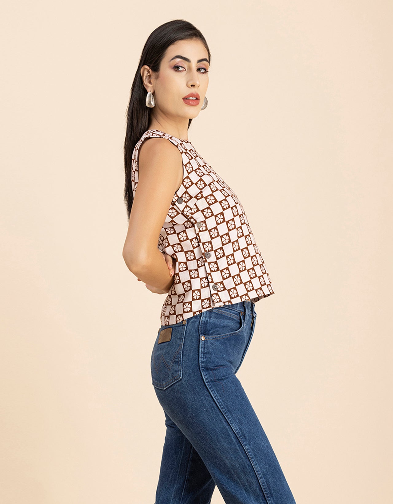 Side-Buttoned Sleeveless Top