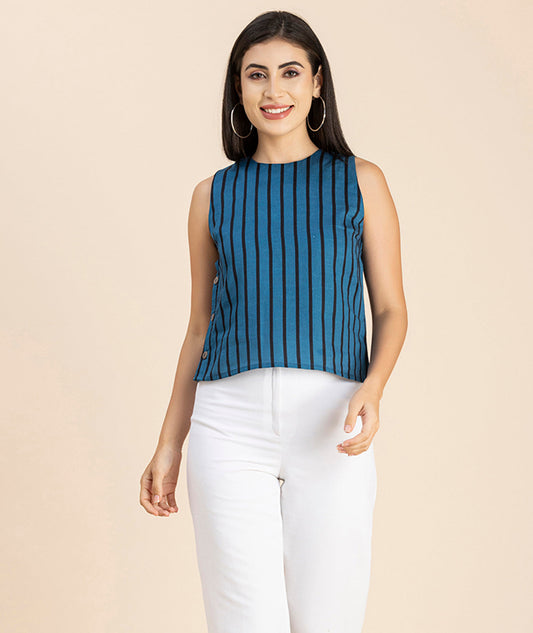 Side-Buttoned Sleeveless Top