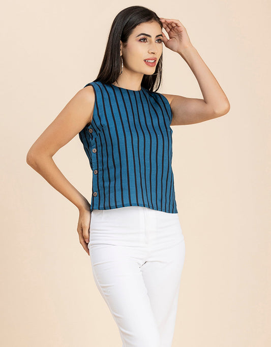 Side-Buttoned Sleeveless Top