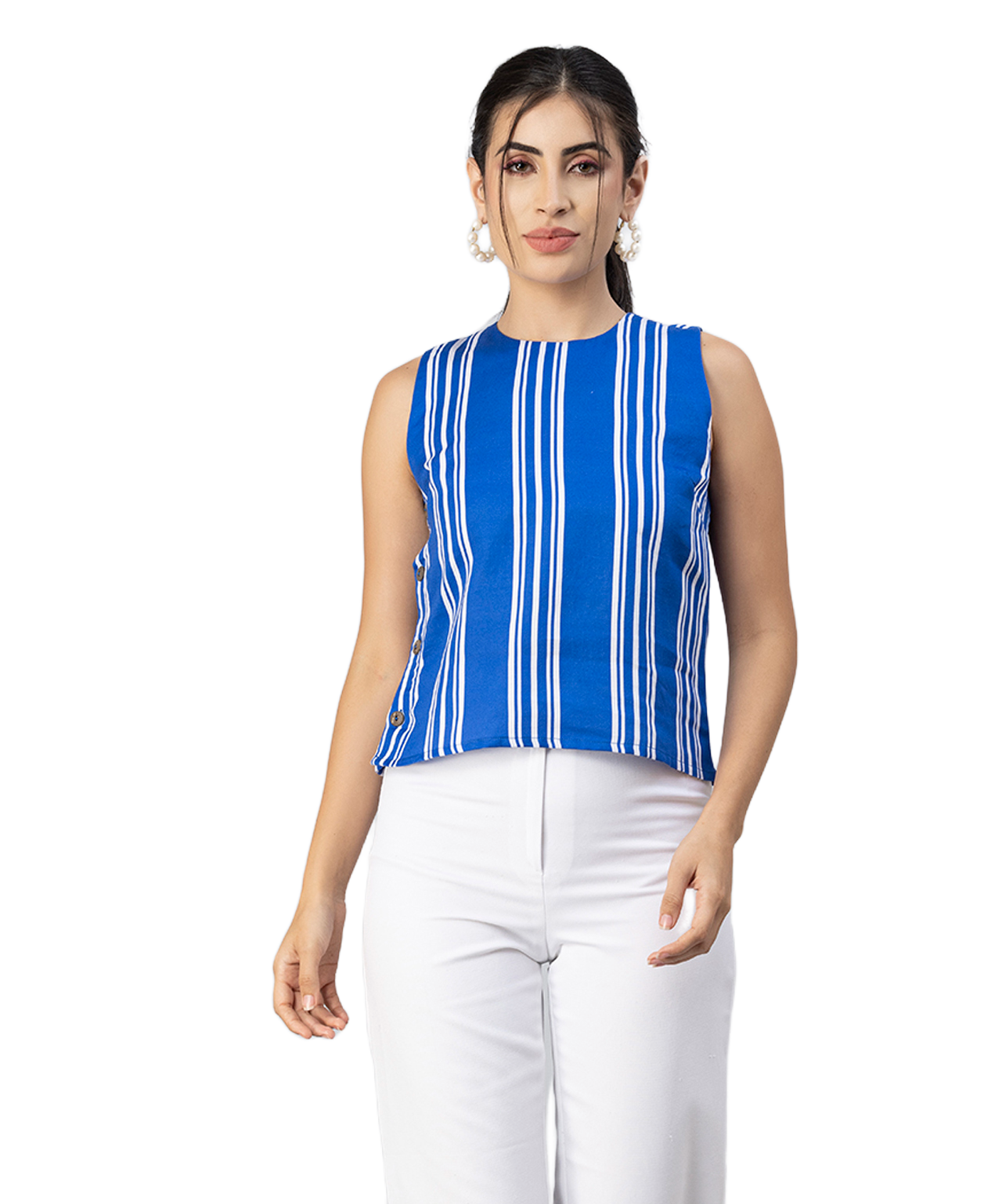 Side-Buttoned Sleeveless Top