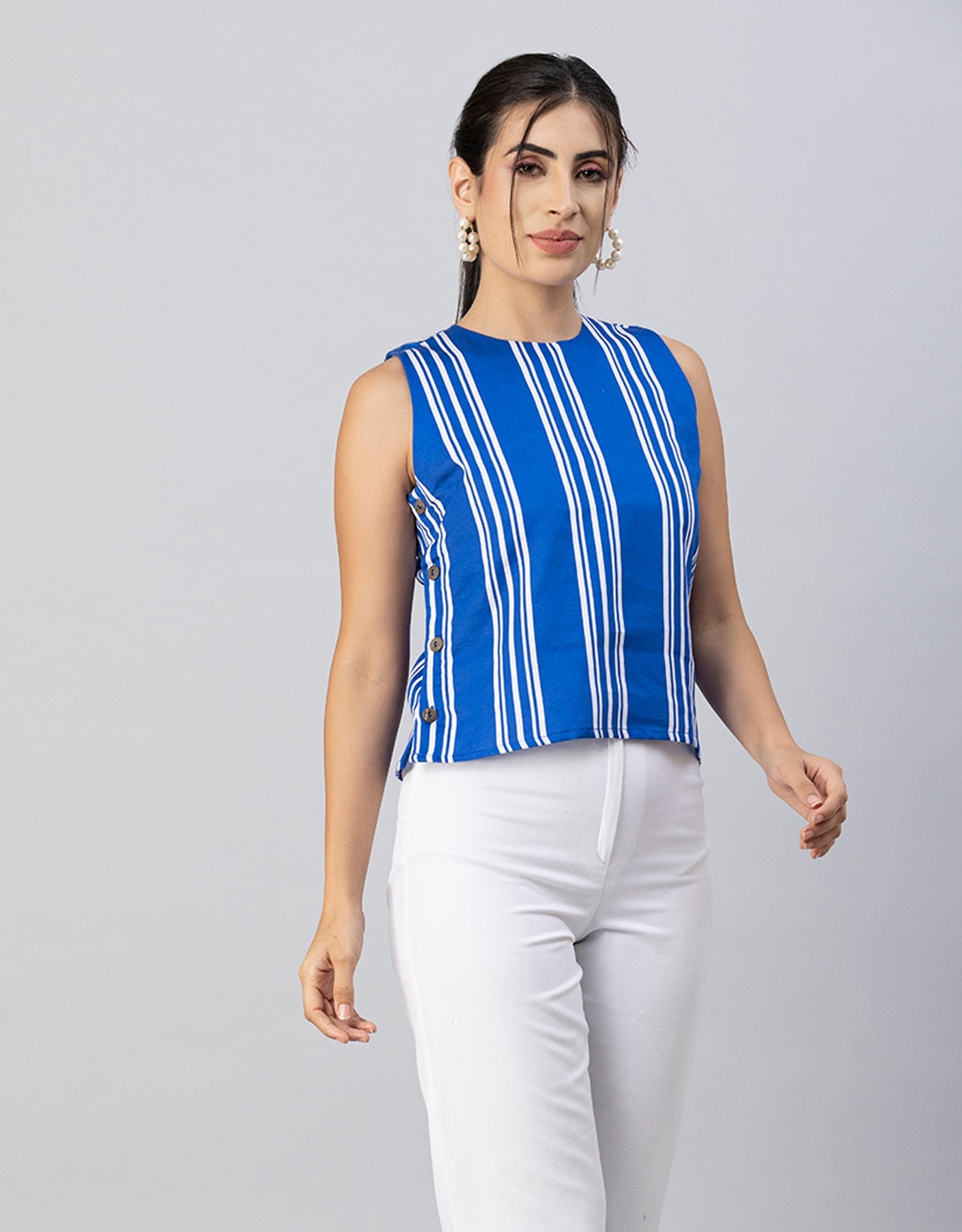 Side-Buttoned Sleeveless Top