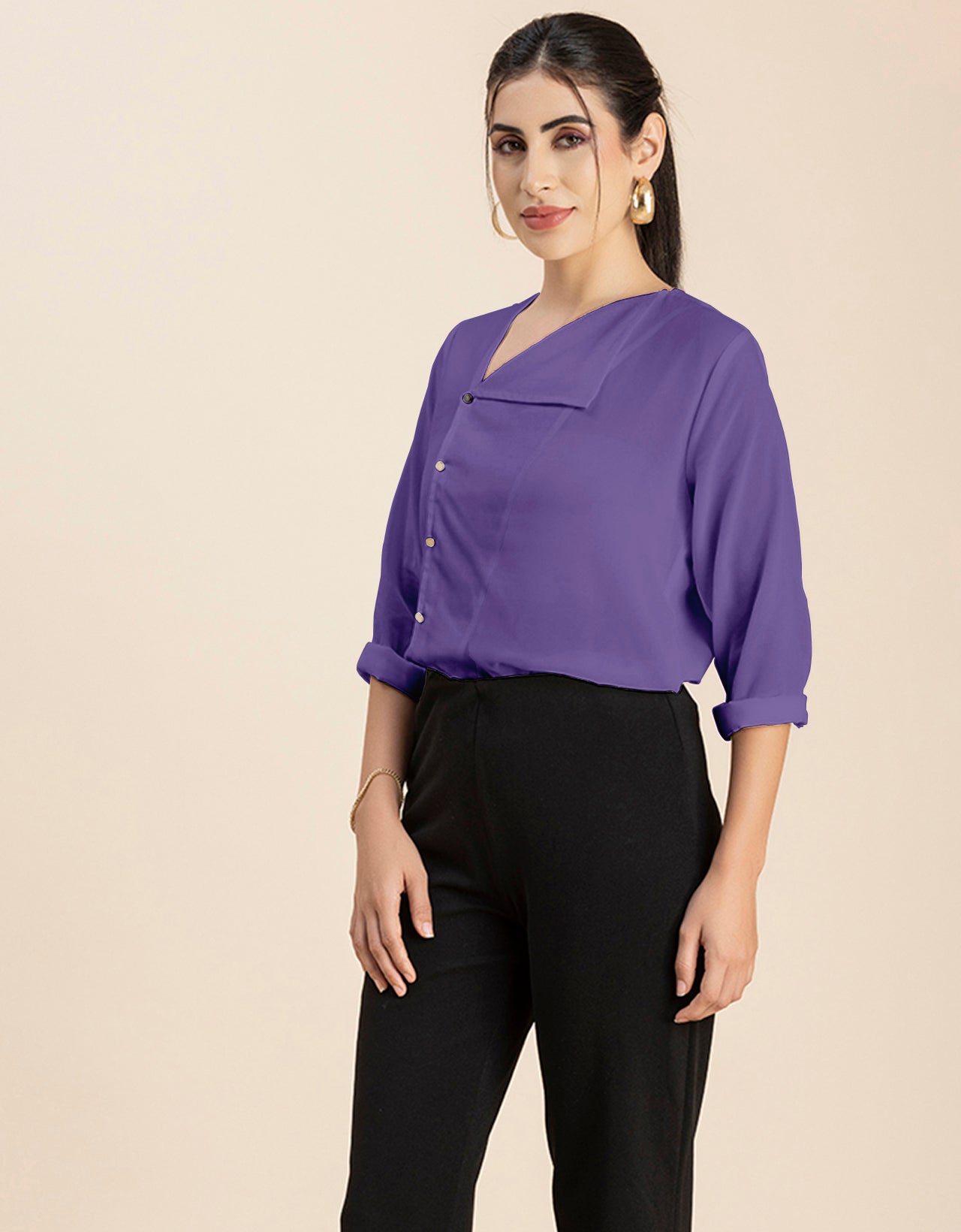 Diagonal Collar Stylish Top