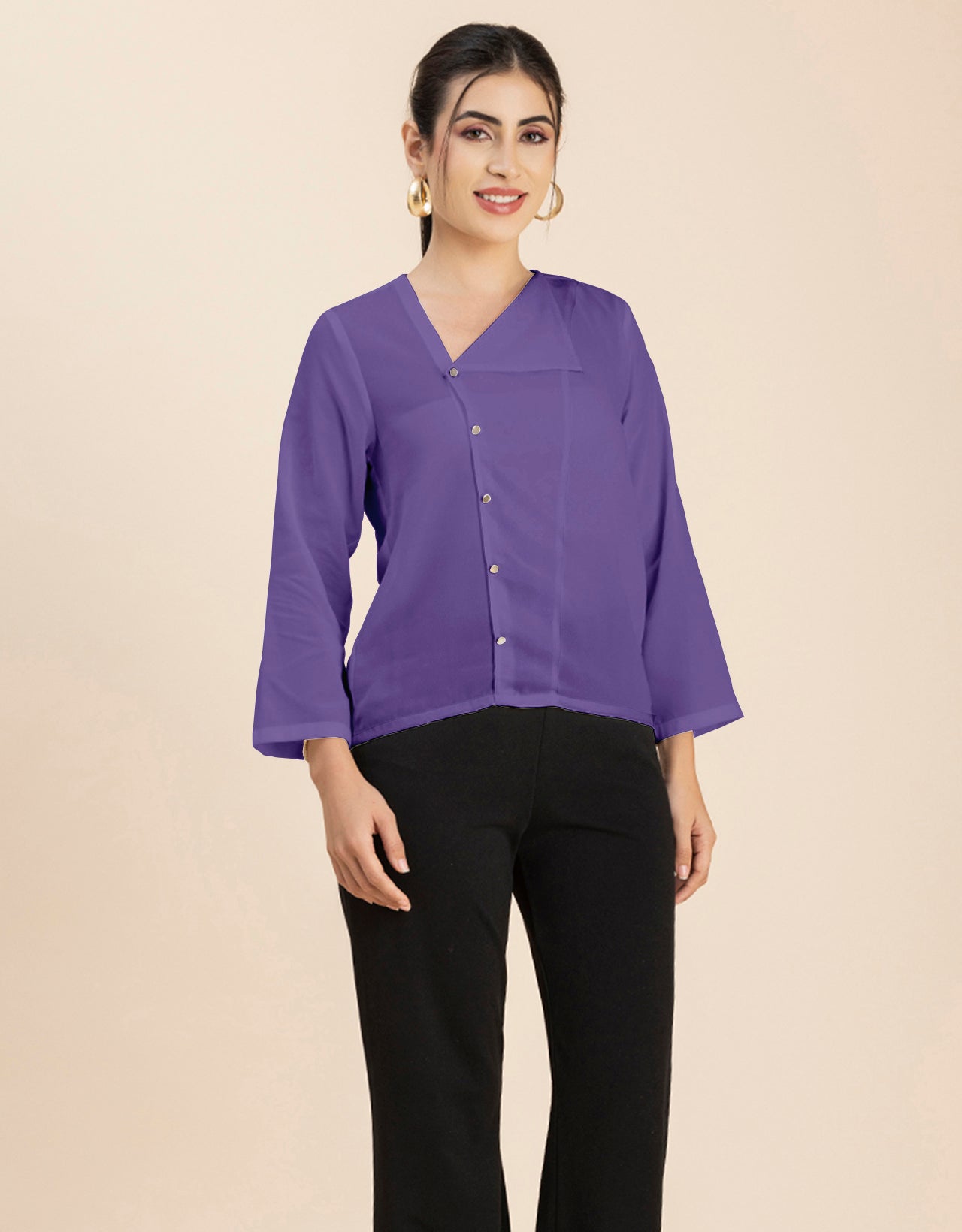 Diagonal Collar Stylish Top
