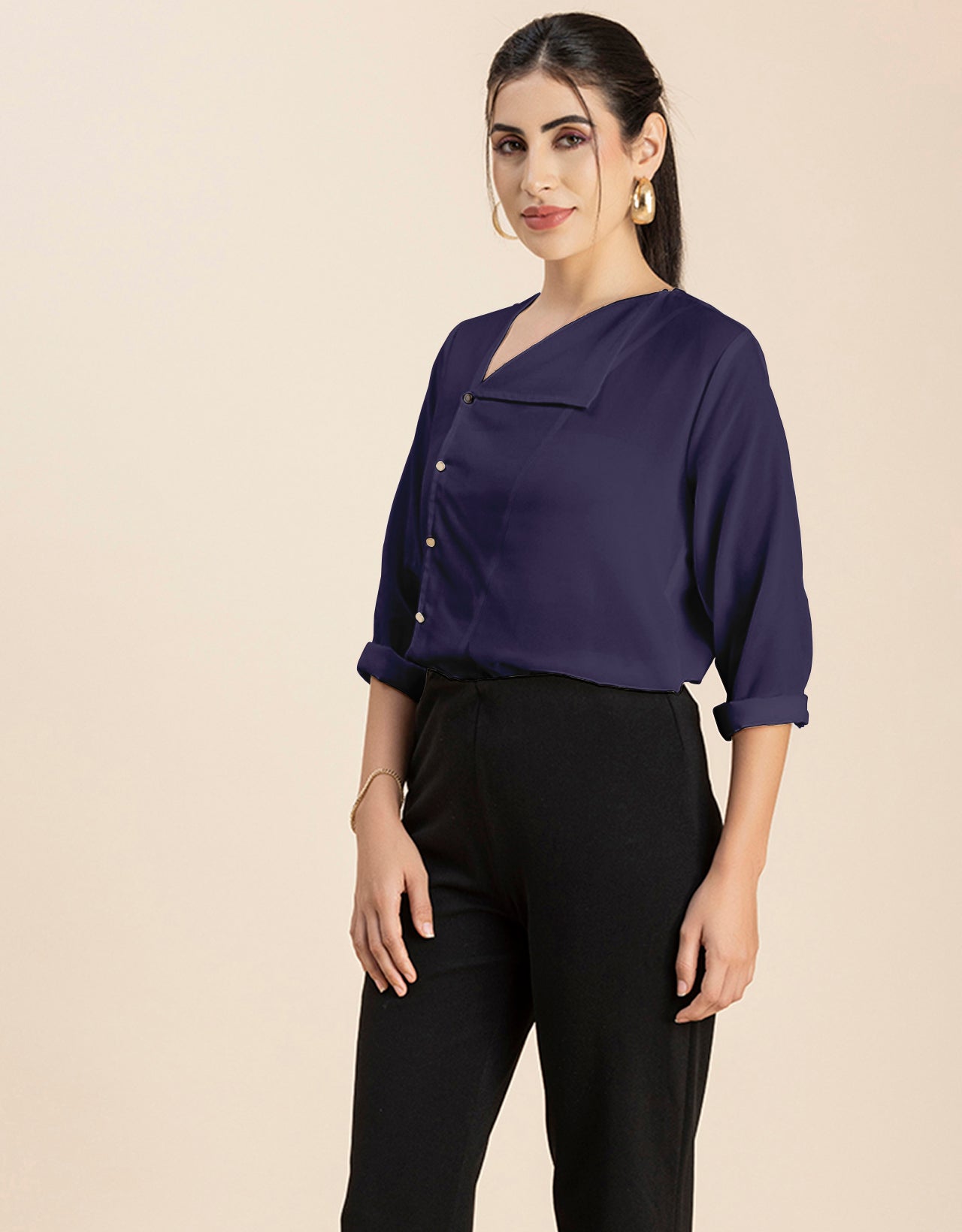 Diagonal Collar Stylish Top