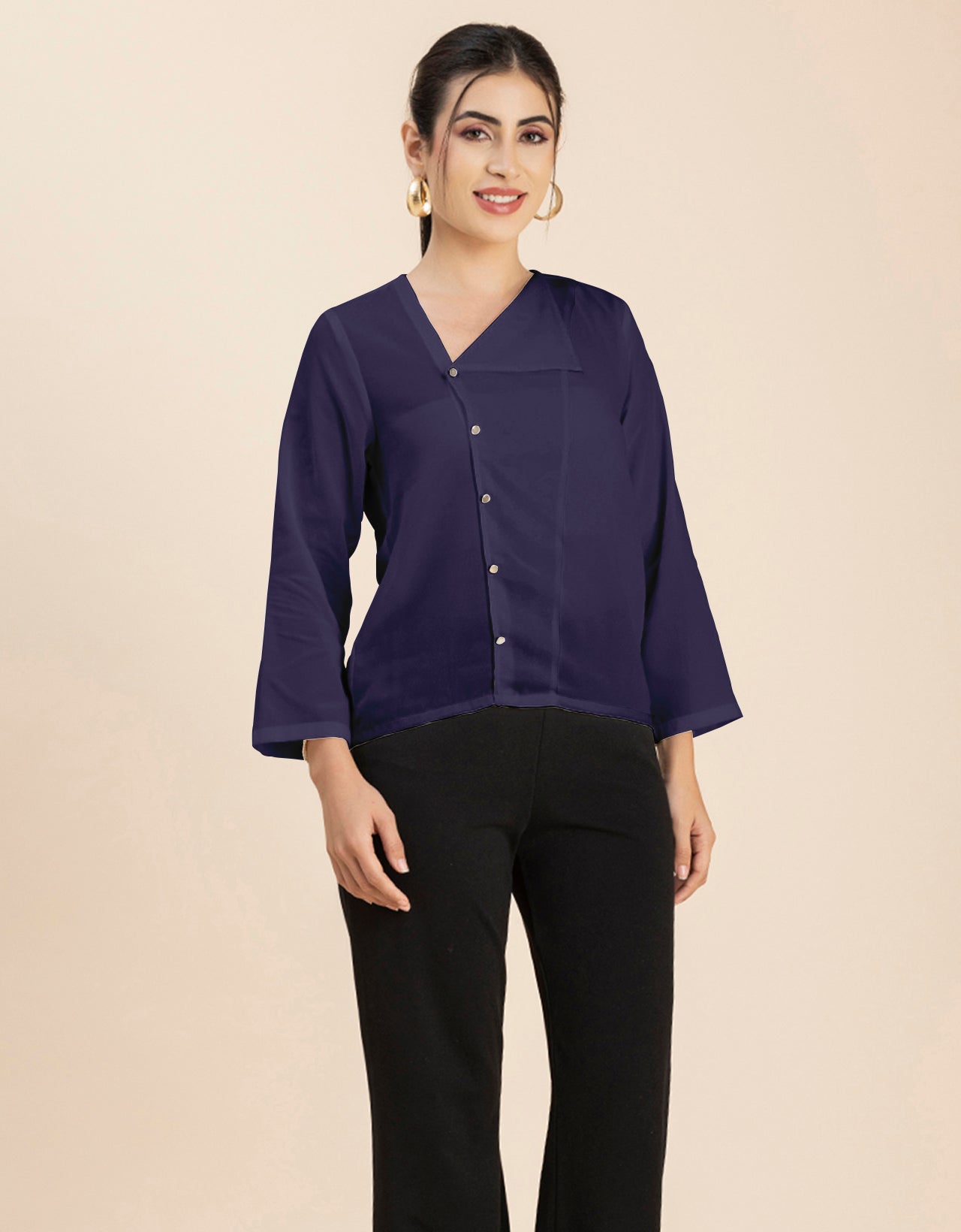 Diagonal Collar Stylish Top