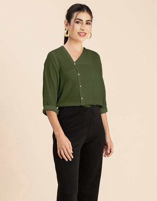 Diagonal Collar Stylish Top