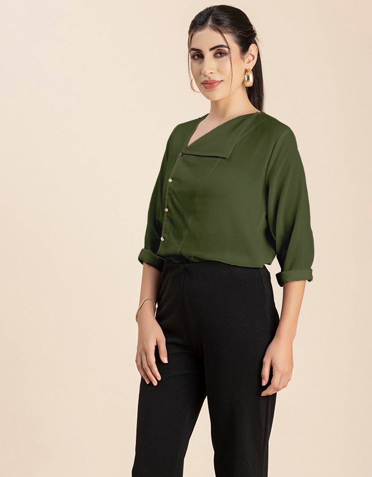 Diagonal Collar Stylish Top
