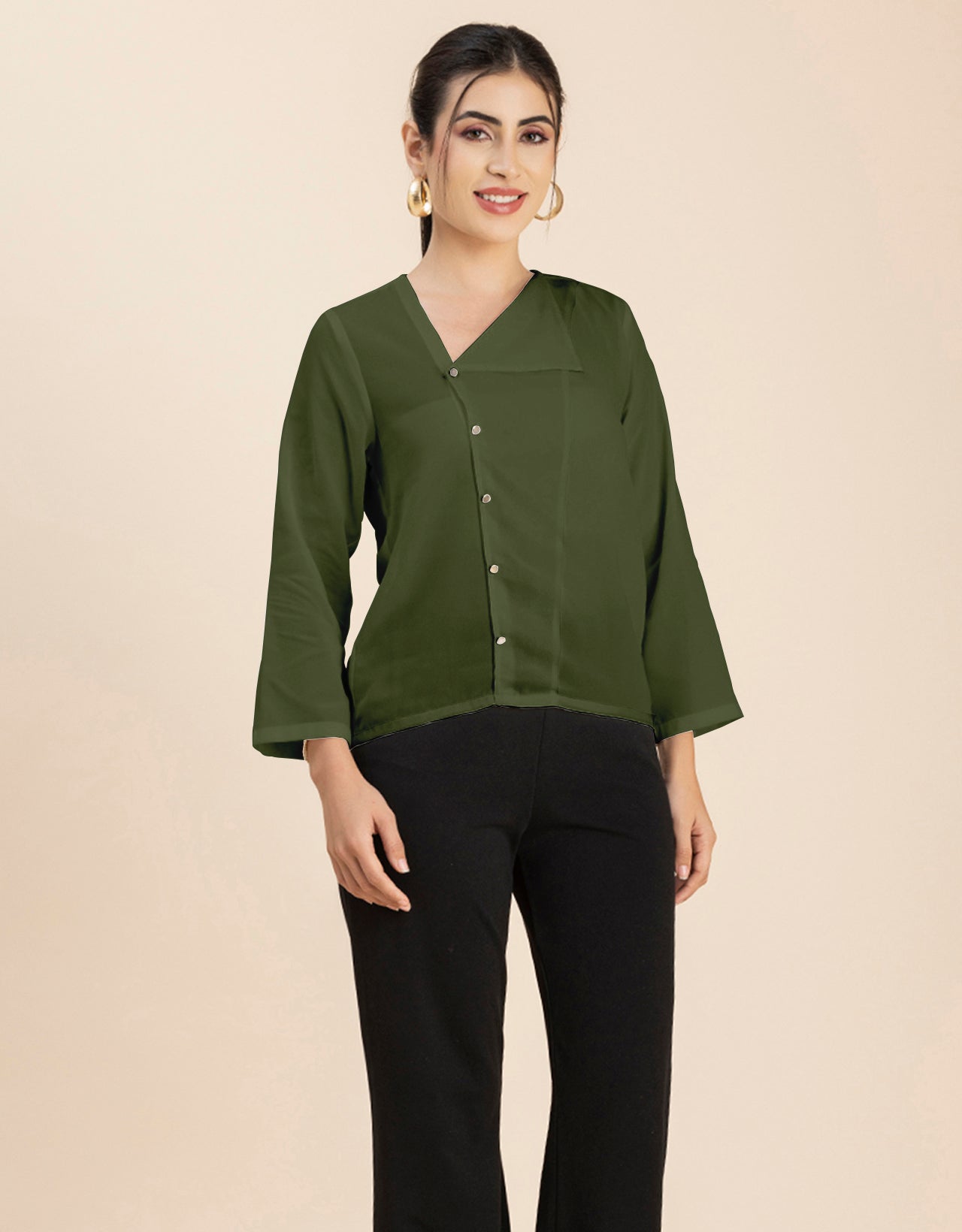 Diagonal Collar Stylish Top