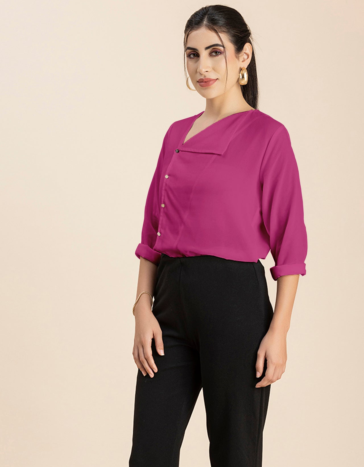 Diagonal Collar Stylish Top