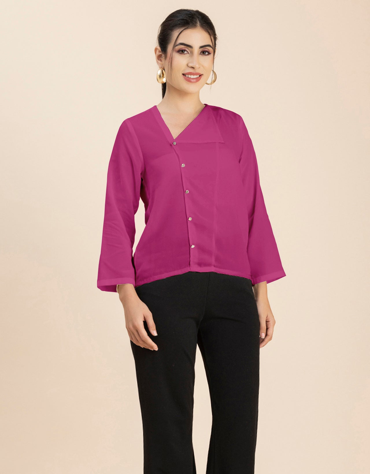 Diagonal Collar Stylish Top