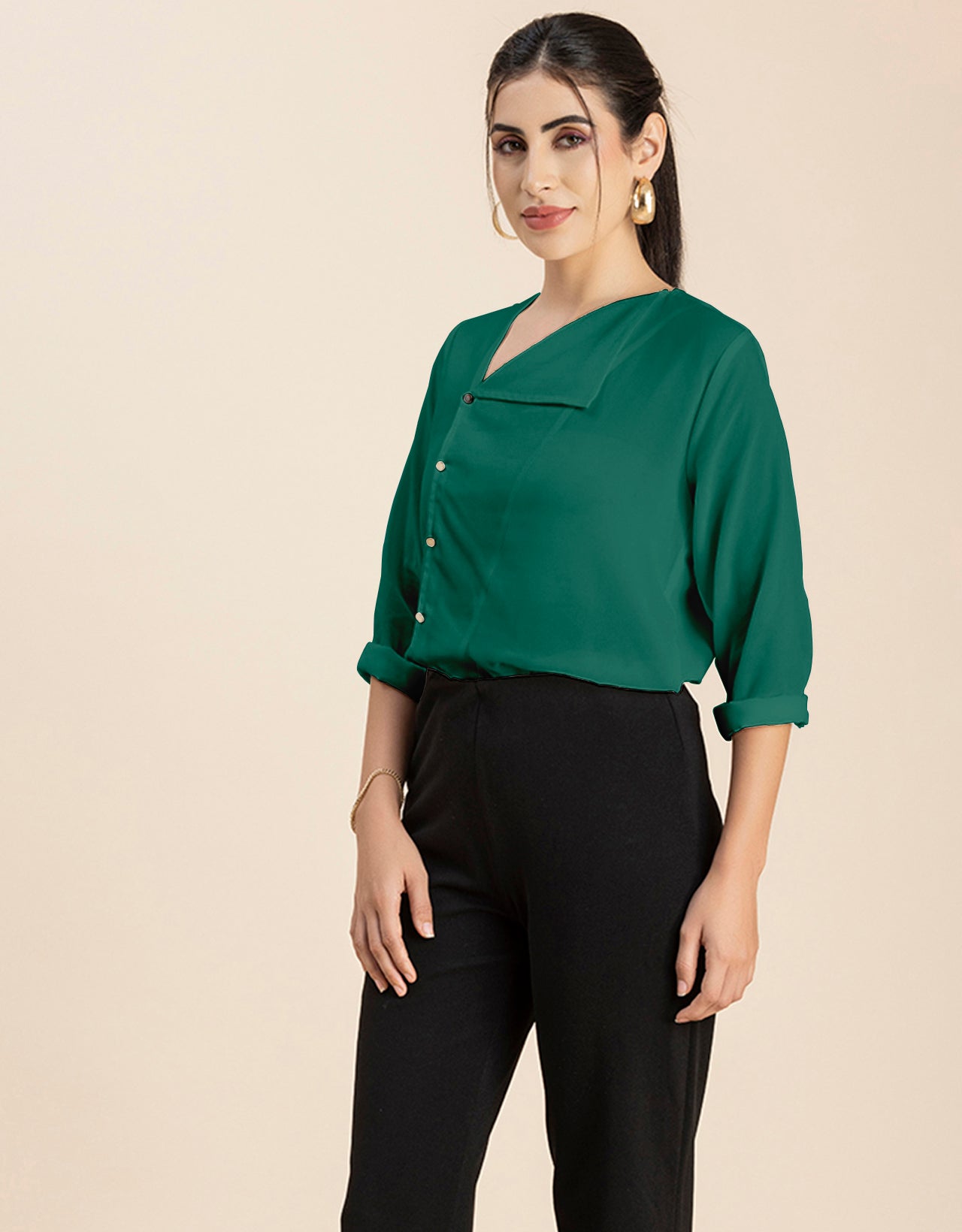 Diagonal Collar Stylish Top