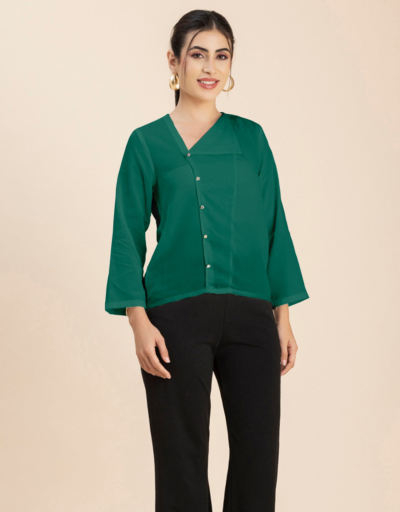 Diagonal Collar Stylish Top