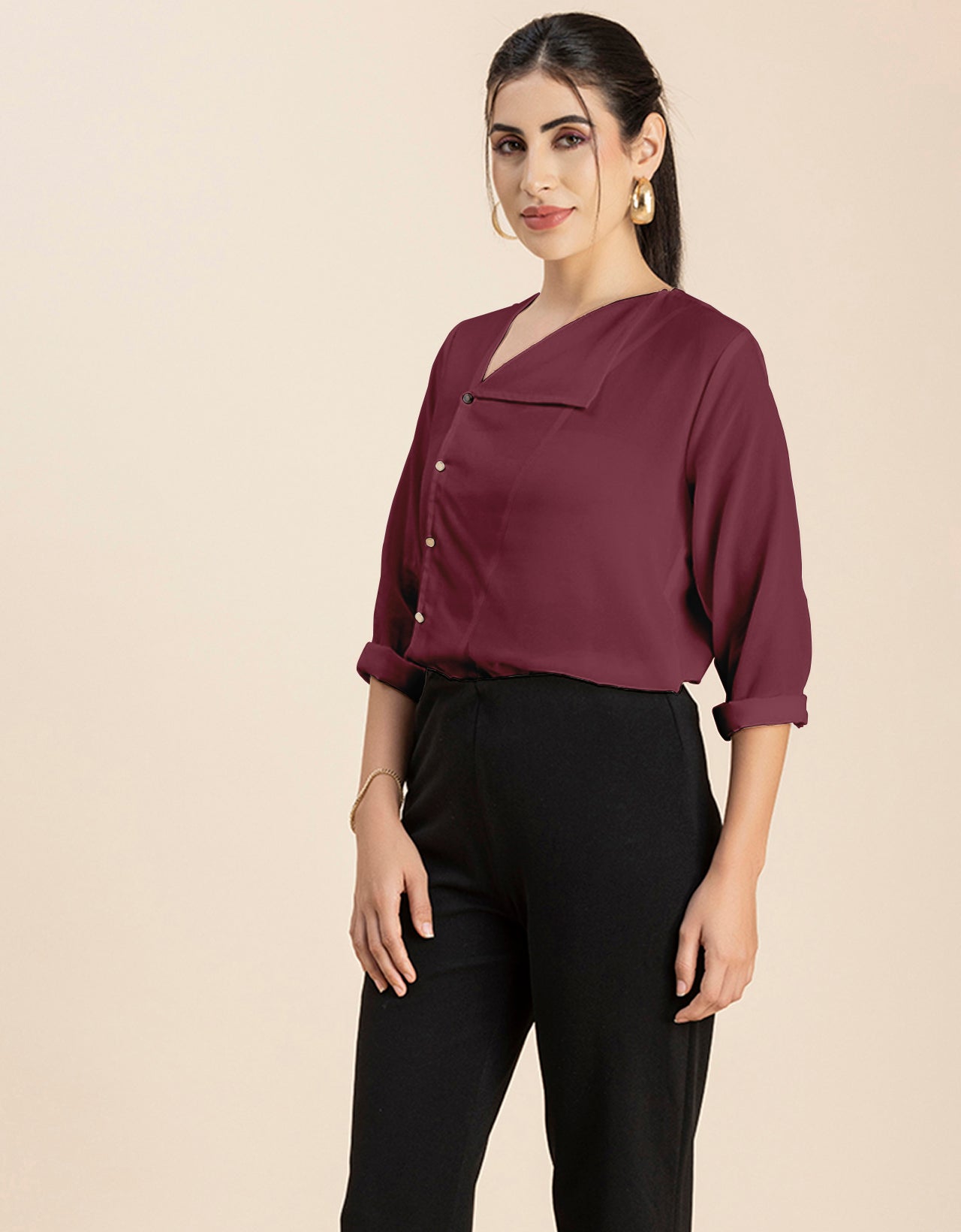Diagonal Collar Stylish Top