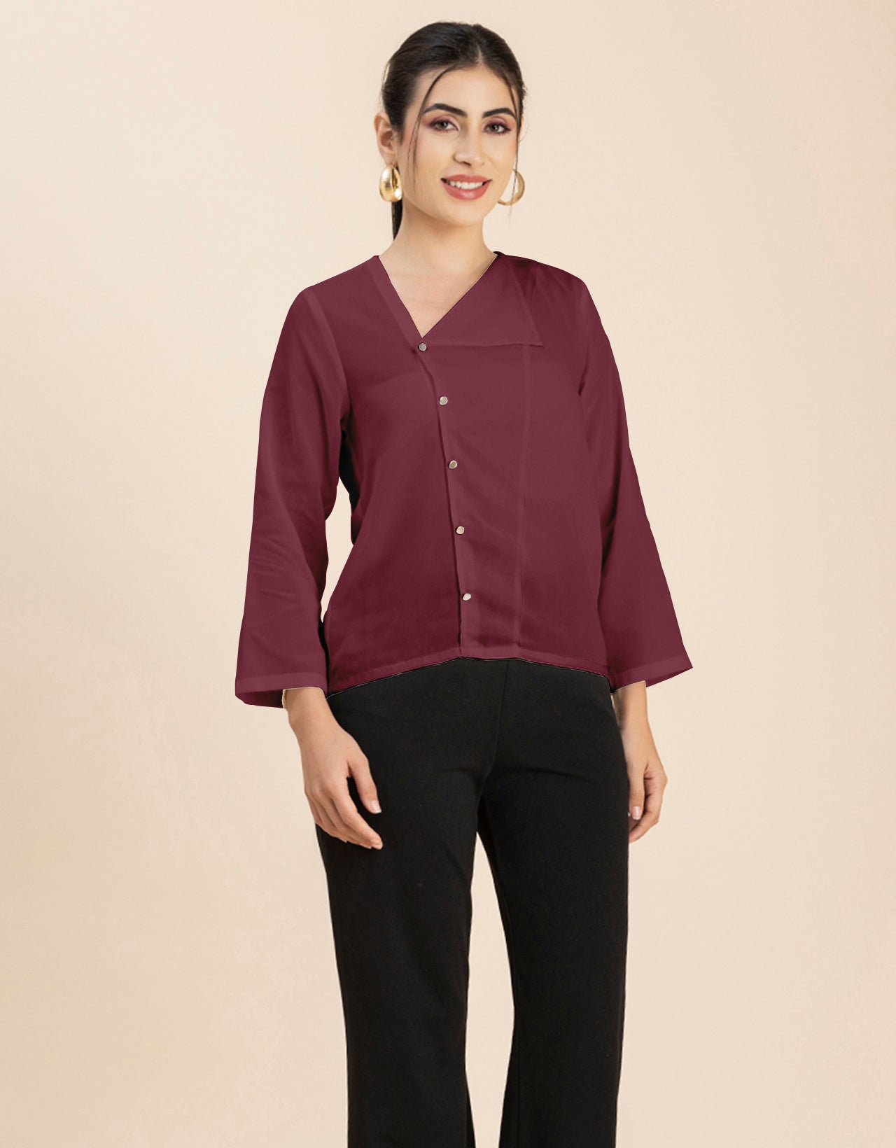 Diagonal Collar Stylish Top