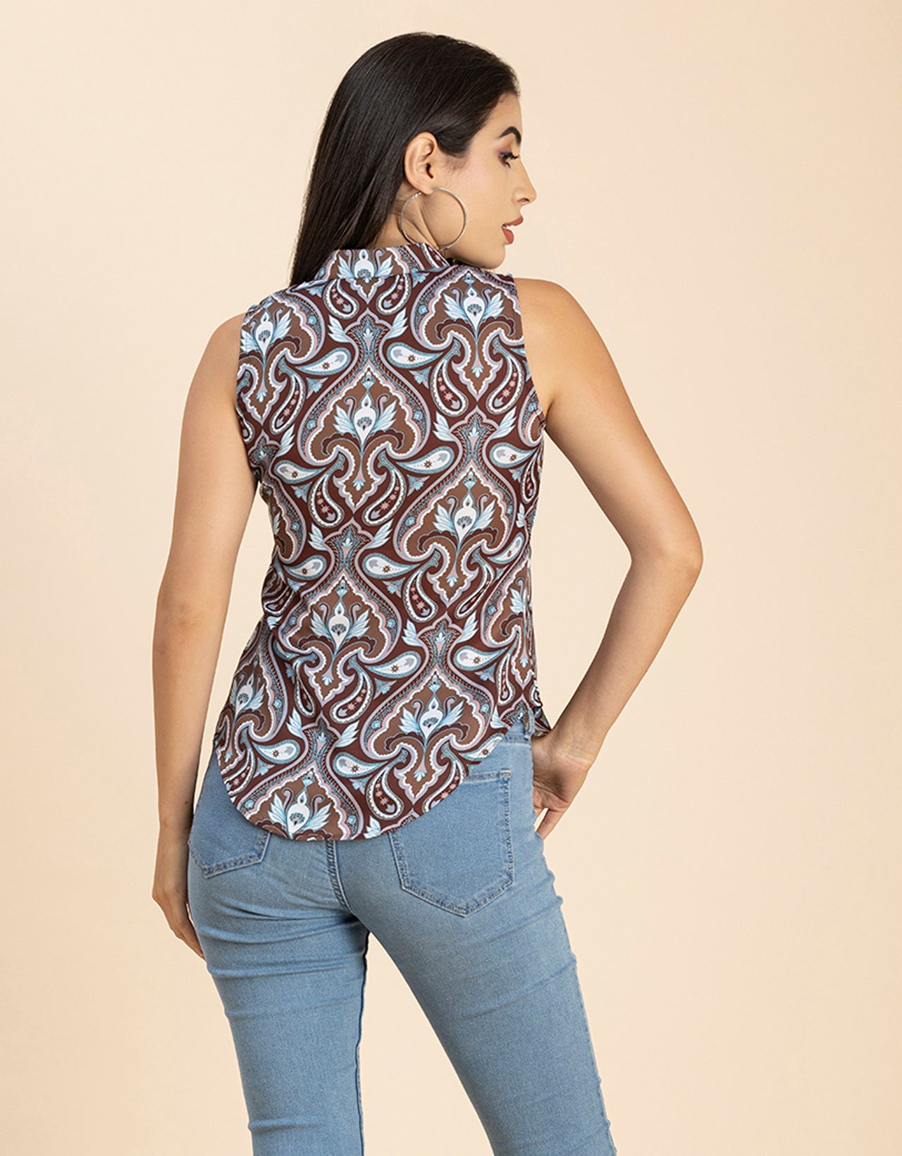 Mandarin Collar Sleeveless