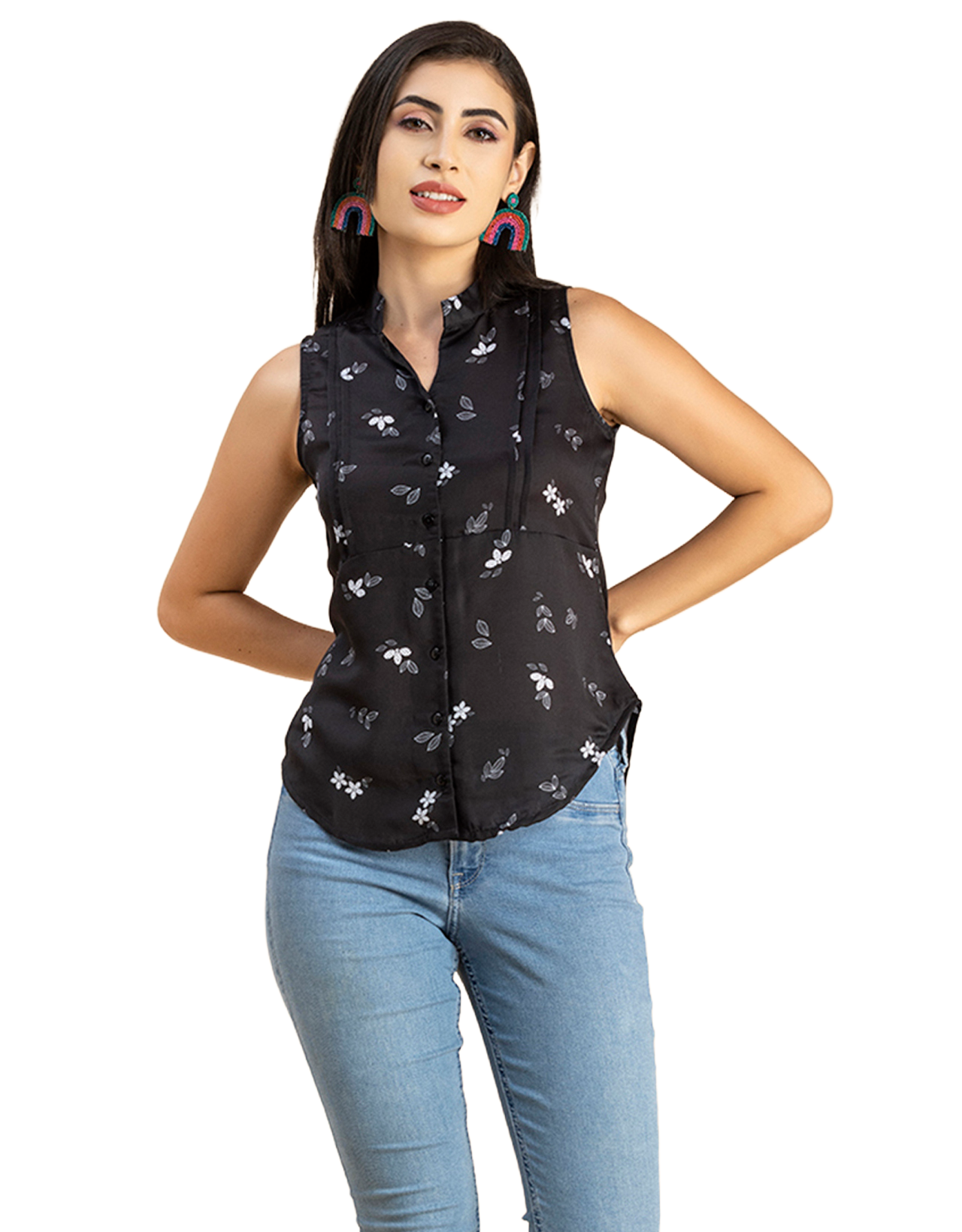 Mandarin Collar Sleeveless