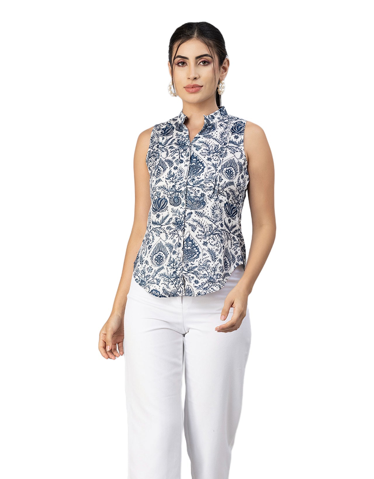 Mandarin Collar Sleeveless