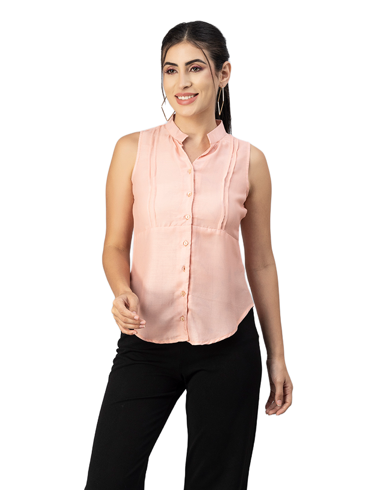Mandarin Collar Sleeveless