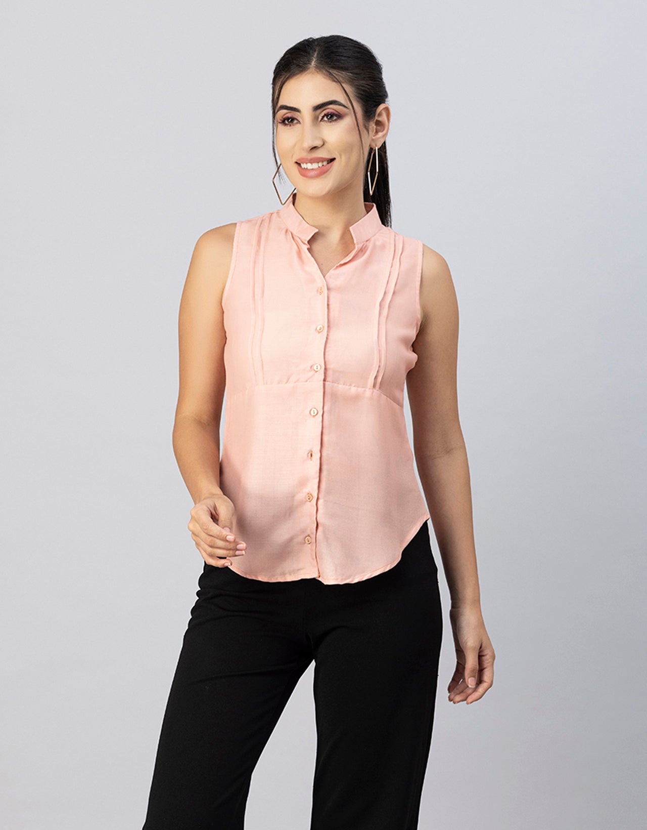 Mandarin Collar Sleeveless