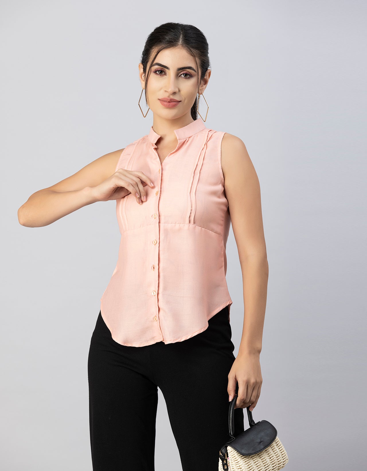 Mandarin Collar Sleeveless