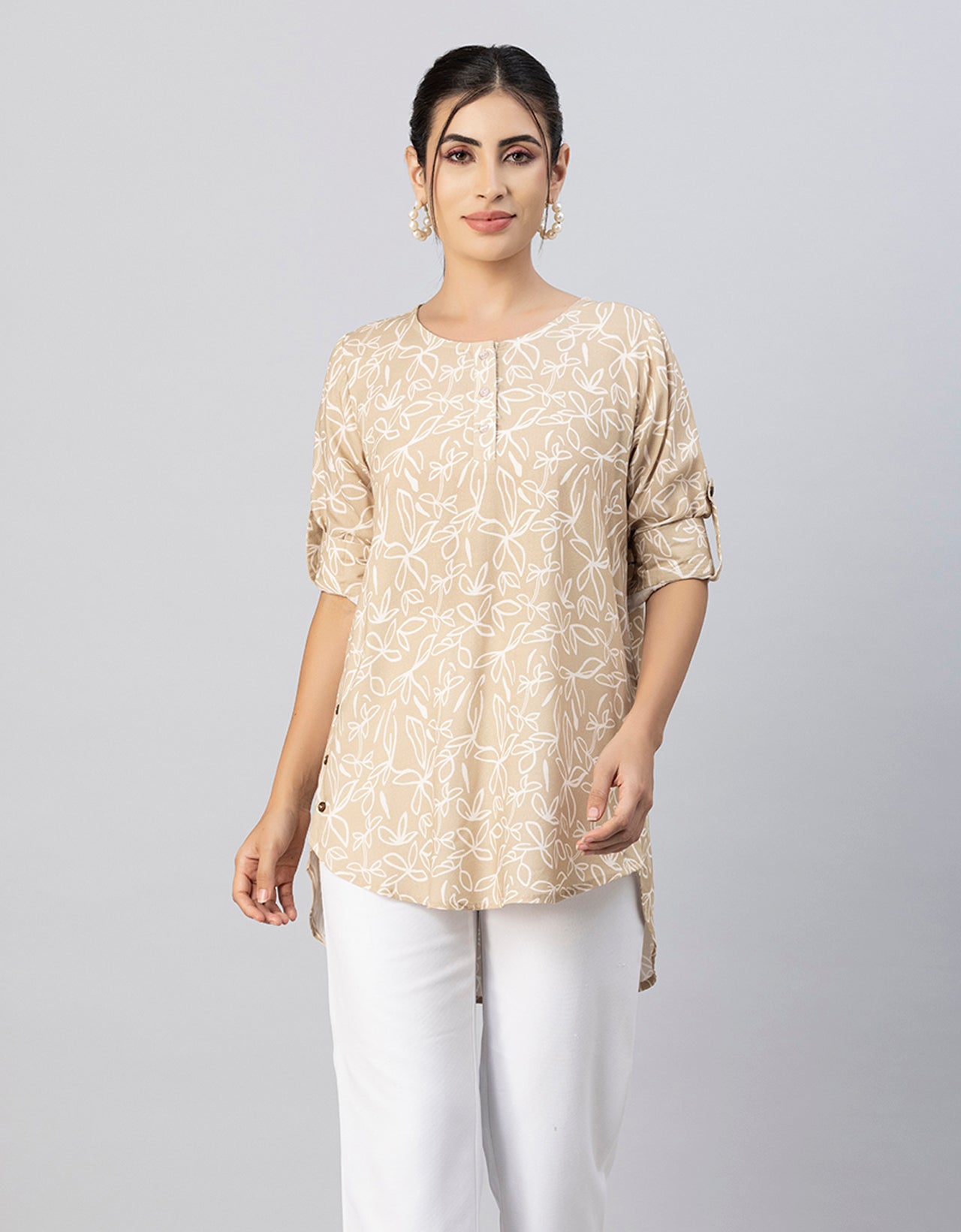 Round Neck Button Placket