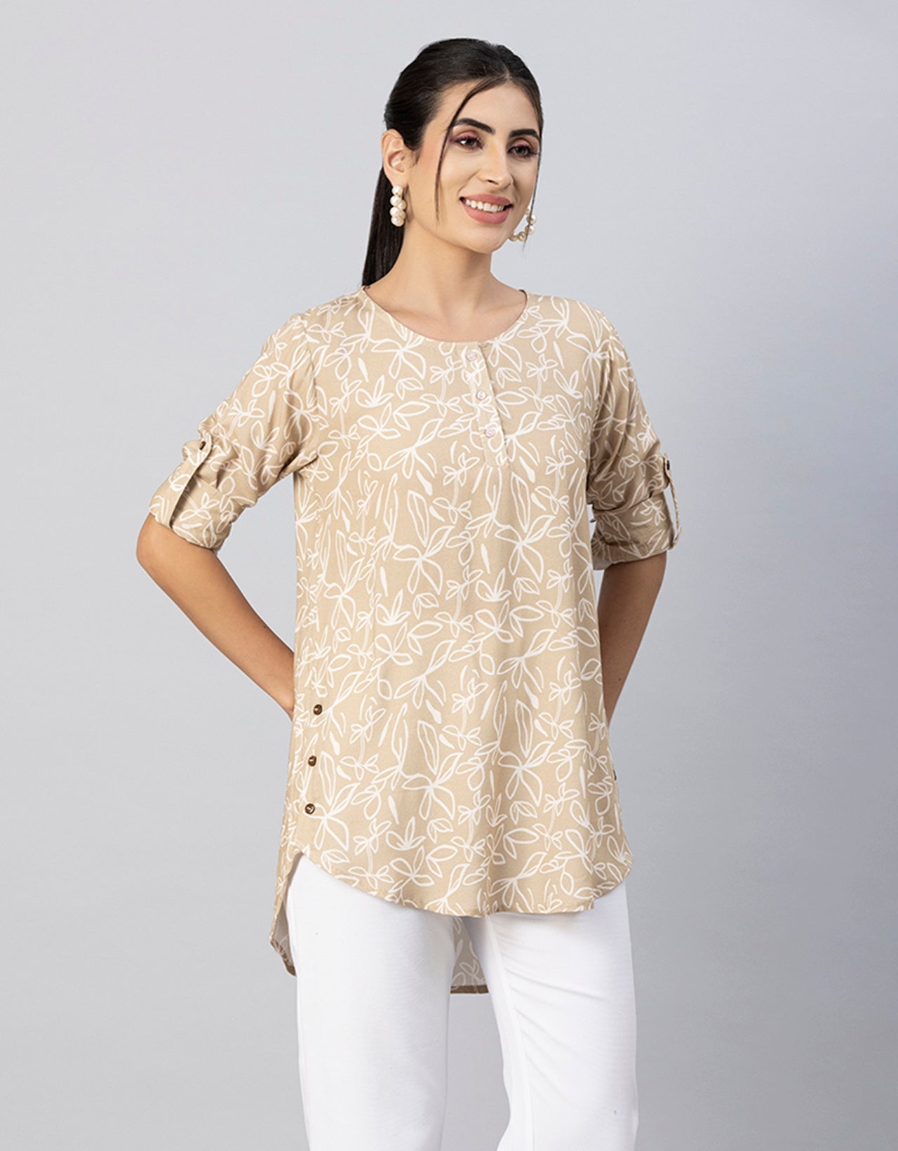 Round Neck Button Placket