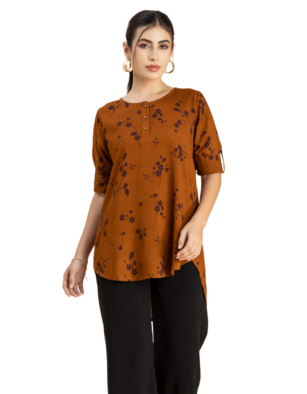 Round Neck Button Placket